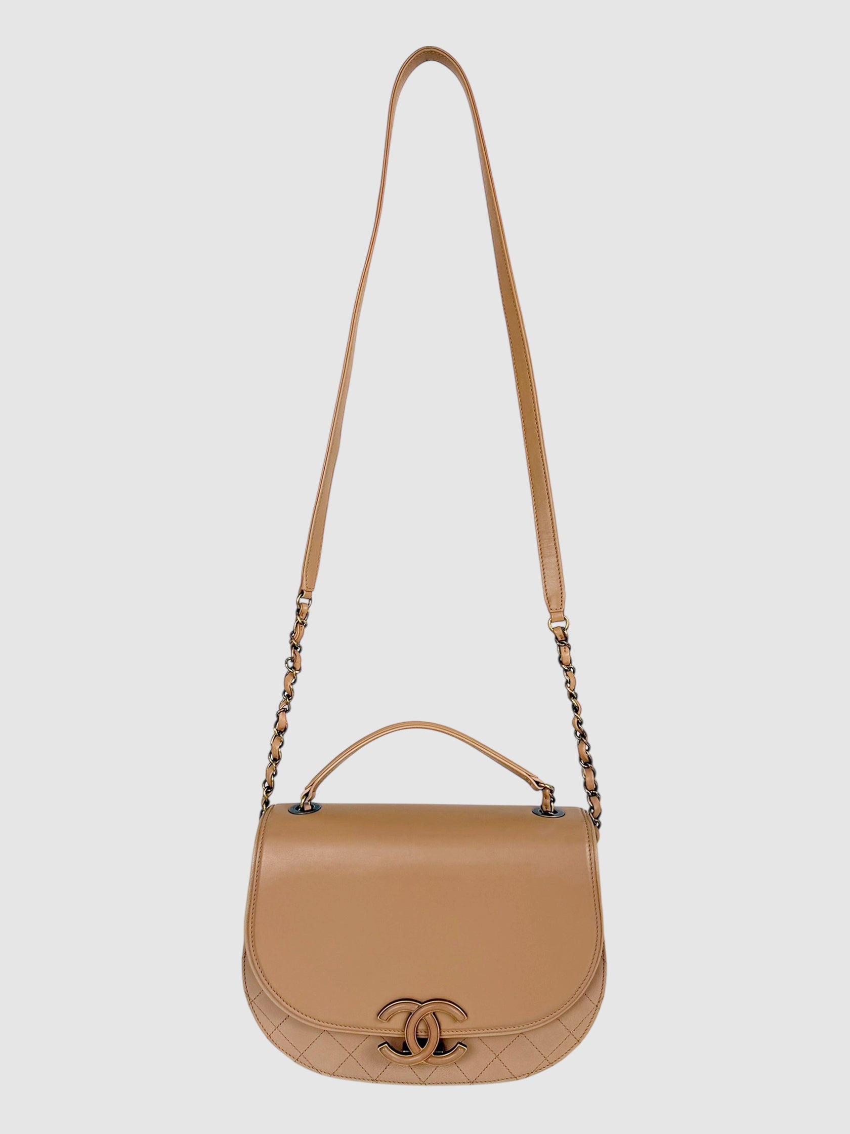 Chanel Beige Leather Coco Curve Flap Bag luxury designer resale consignment toronto canada