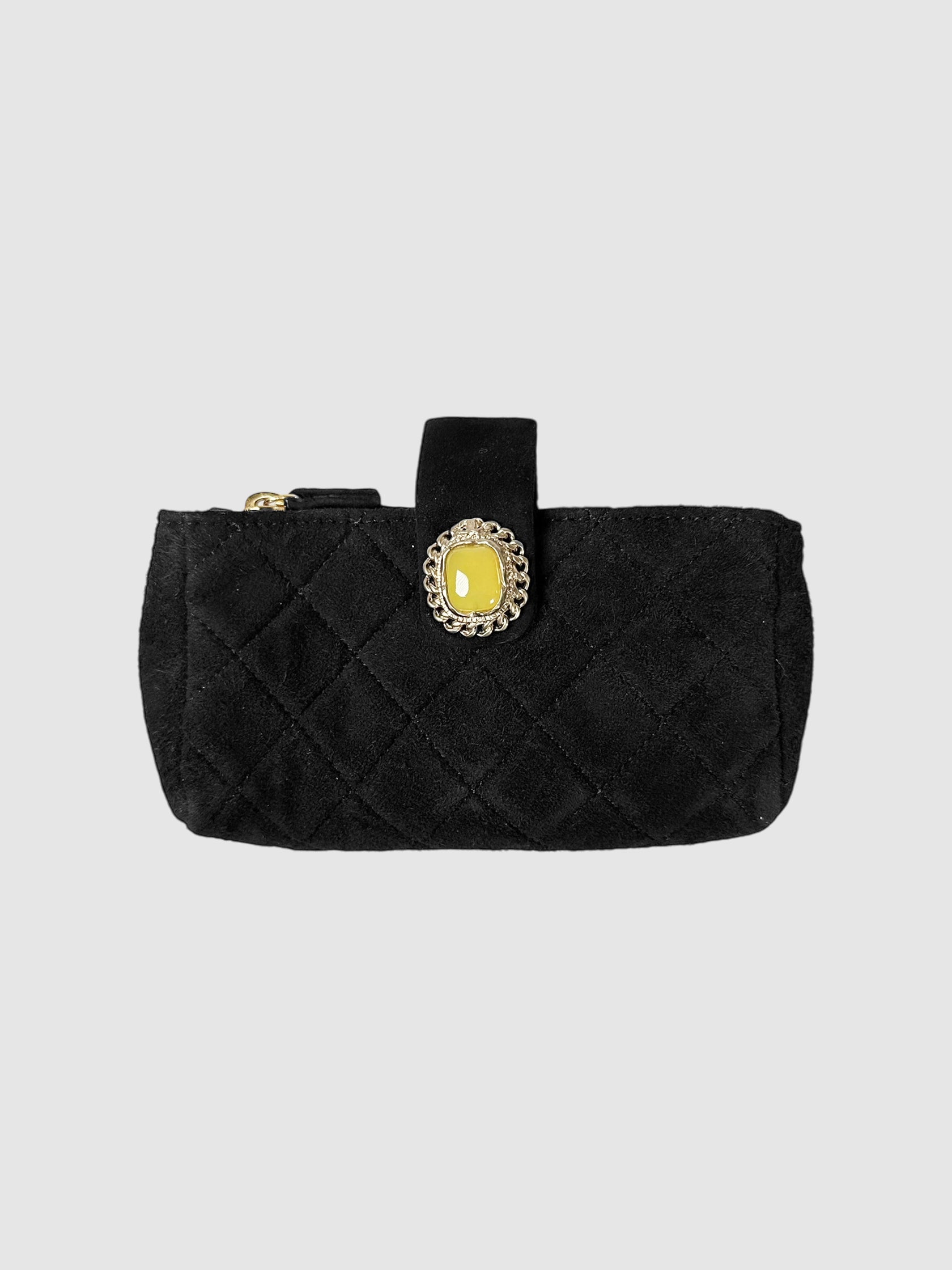 Quilted Suede Zip Wallet