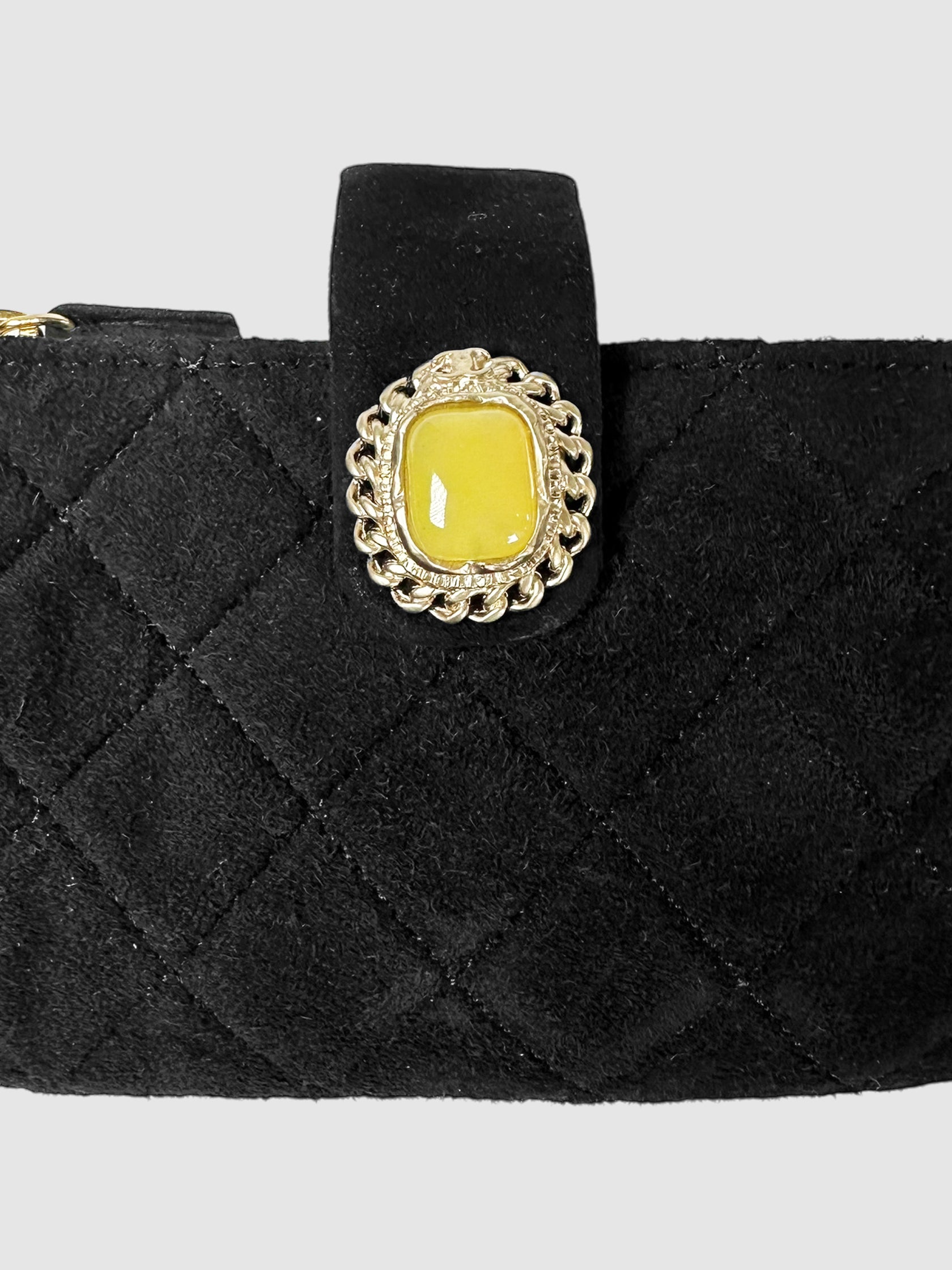 Quilted Suede Zip Wallet