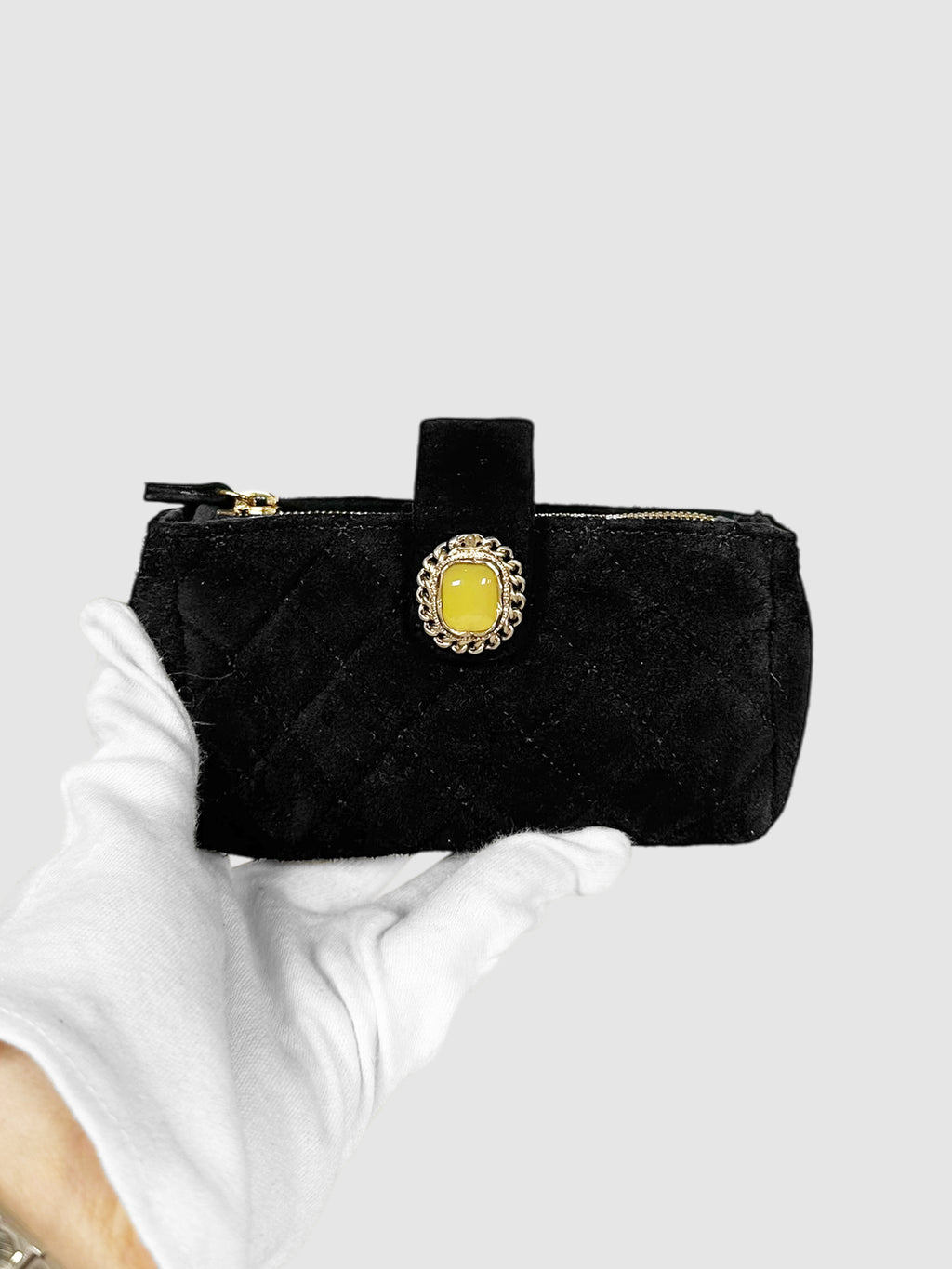 Quilted Suede Zip Wallet