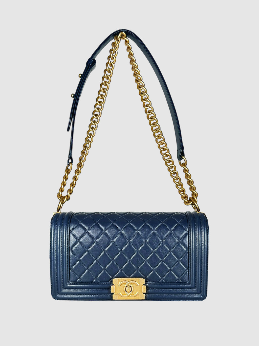 Chanel Navy Blue 2017 Medium Quilted Boy Bag Luxury Designer Resale Consignment Toronto