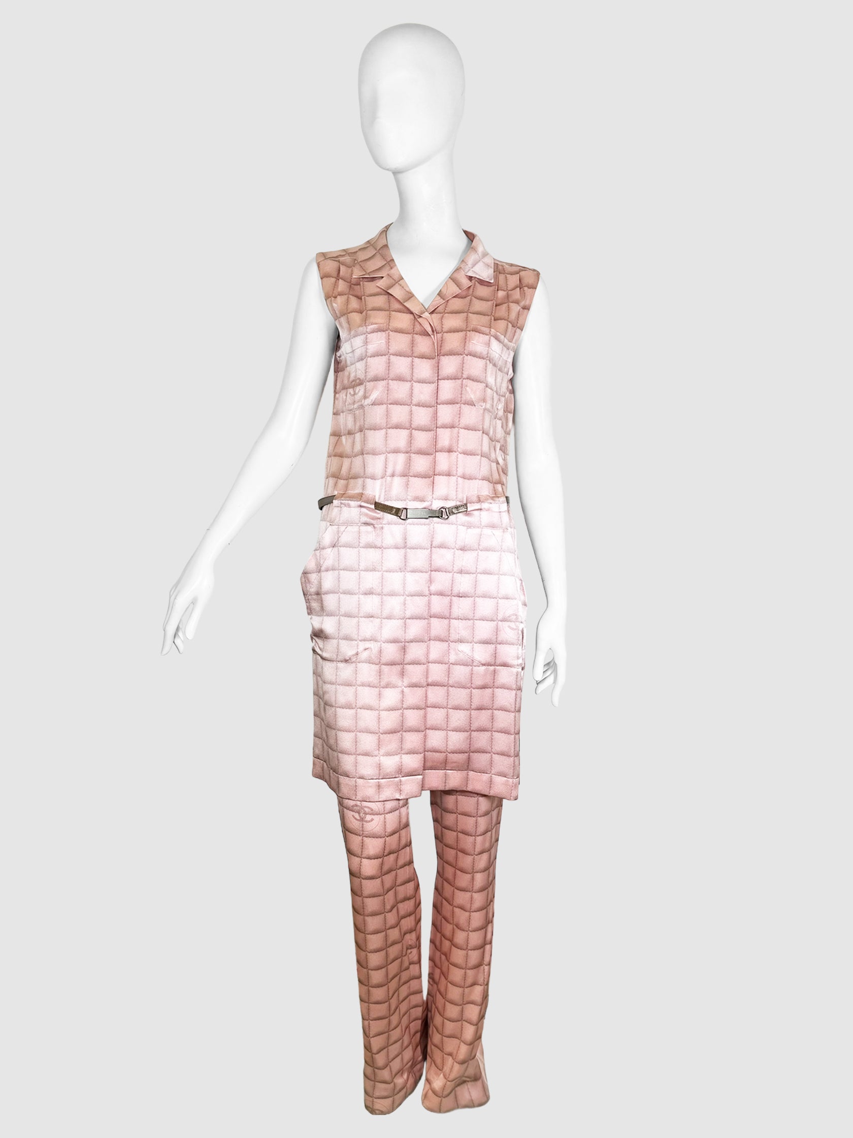 Plaid Silk Dress - Size 40