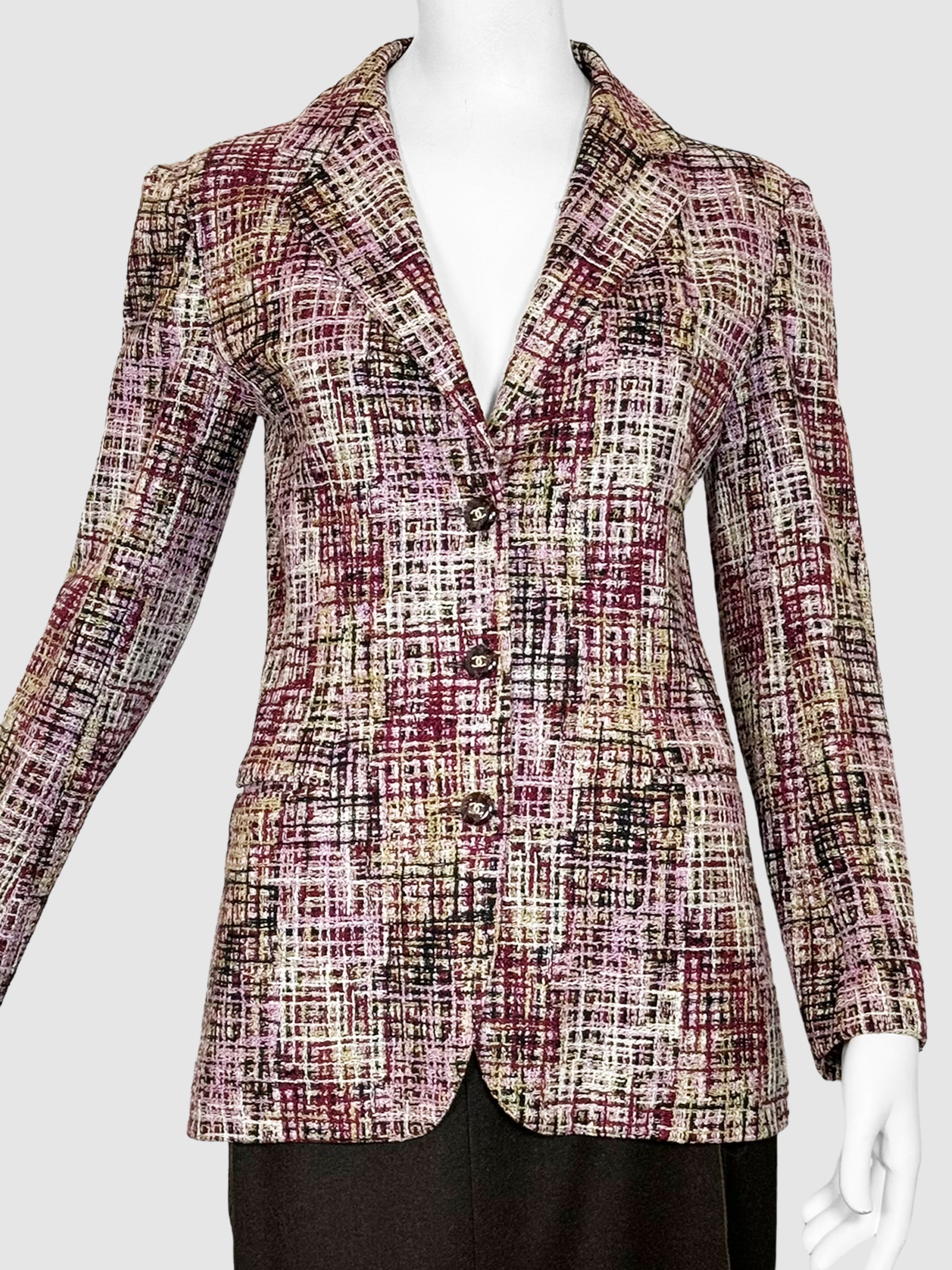 Tweed Single-Breasted Blazer - Size S