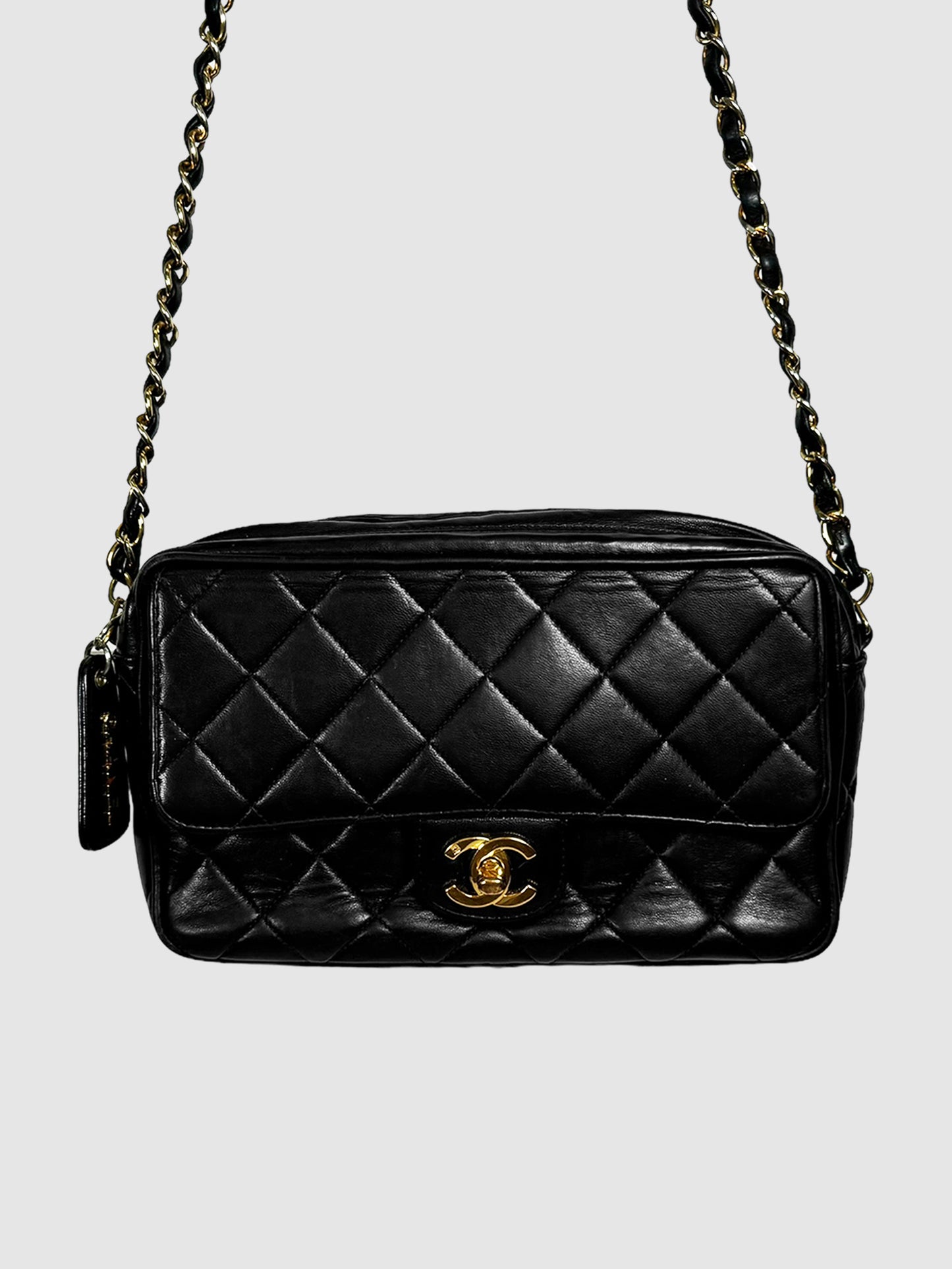 Chanel Lambskin Mini Camera Bag in Black Consignment Secondhand Designer Luxury Resale Toronto Trendy