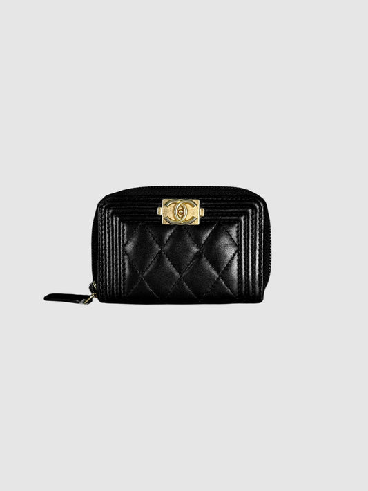 Chanel Black 2019 Quilted Lambskin Leather Boy Coin Pouch Purse Luxury Designer Resale Consignment Toronto