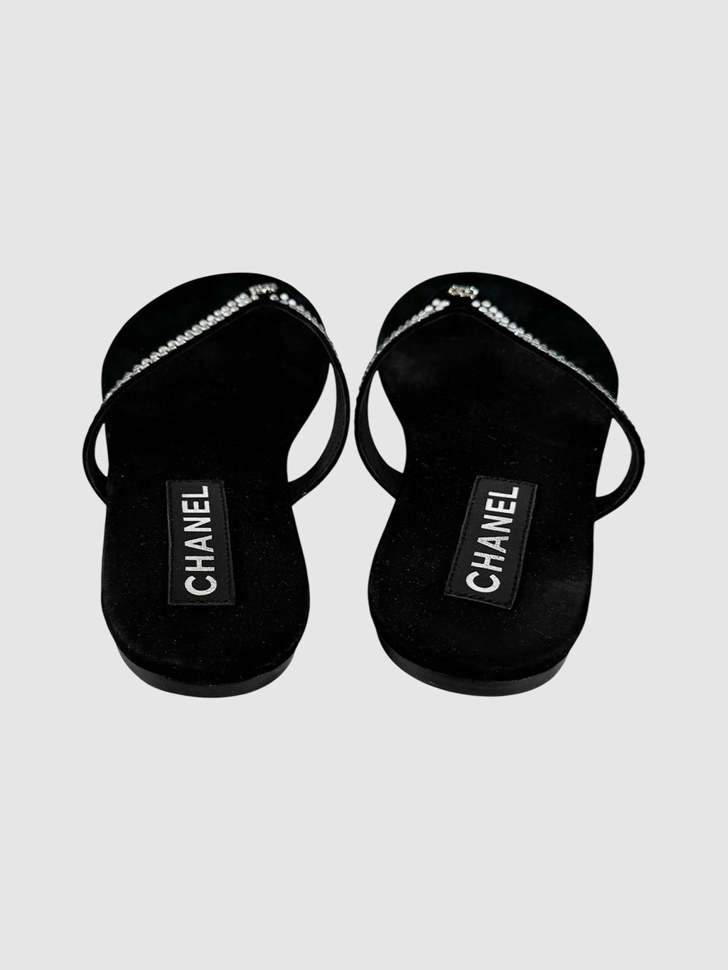 Rhinestone CC Suede Sandals