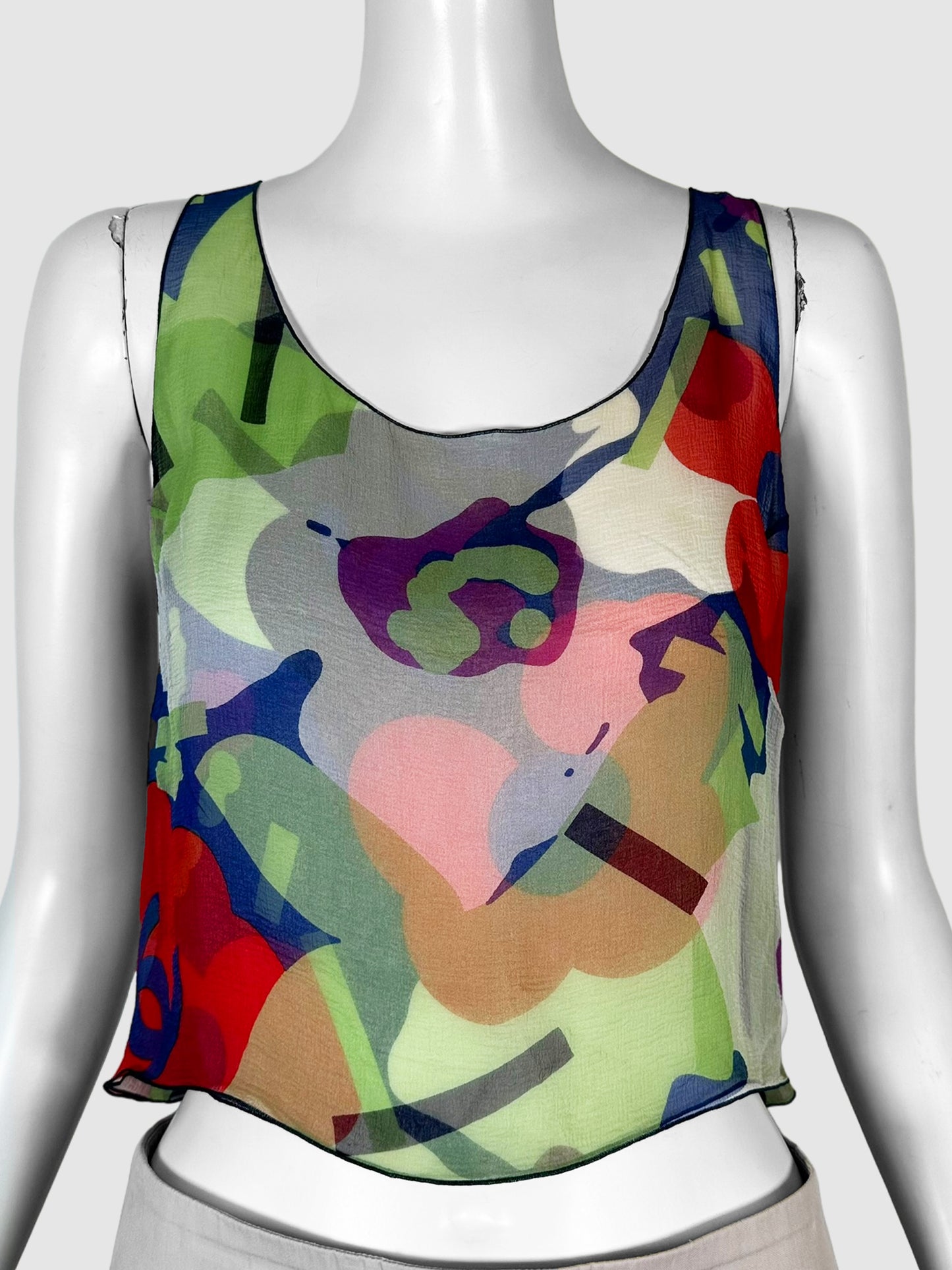 Sheer Cropped Tank Top - Size 36