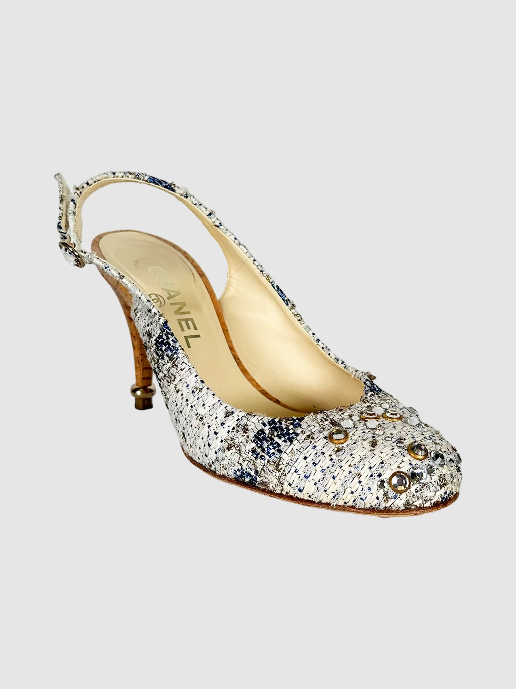 Tweed Slingback Pumps