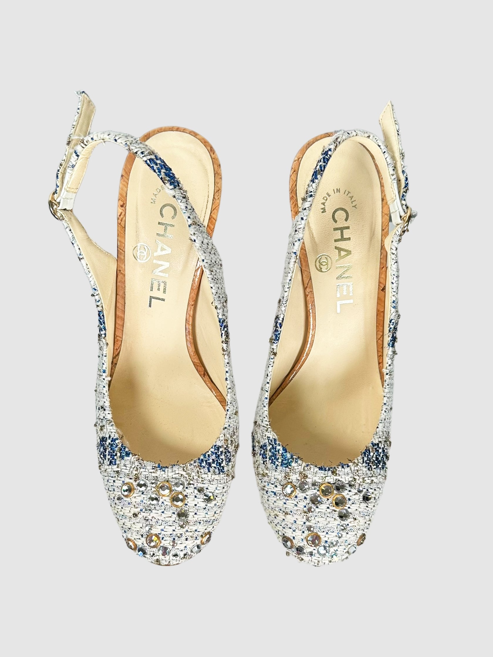Tweed Slingback Pumps