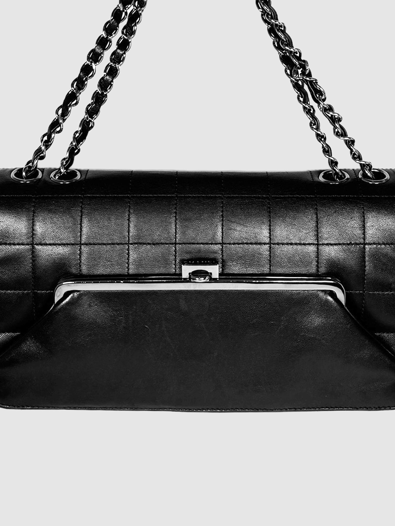 Chanel Chocolate Bar Kiss Lock Frame Bag luxury designer resale secondhand consignment