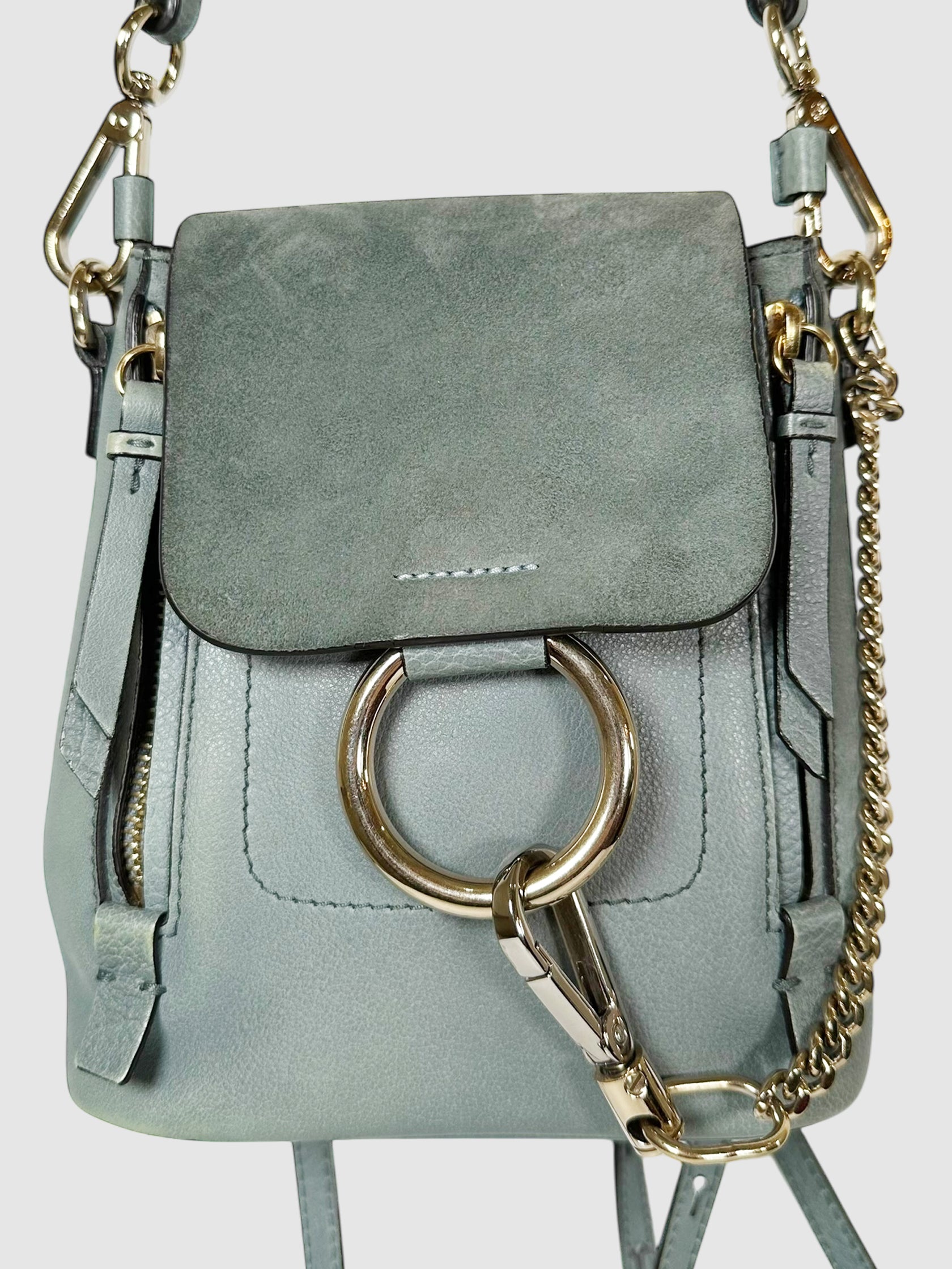 chloe mini faye backpack blue Chloé Mini Faye Backpack and Shoulder Bag