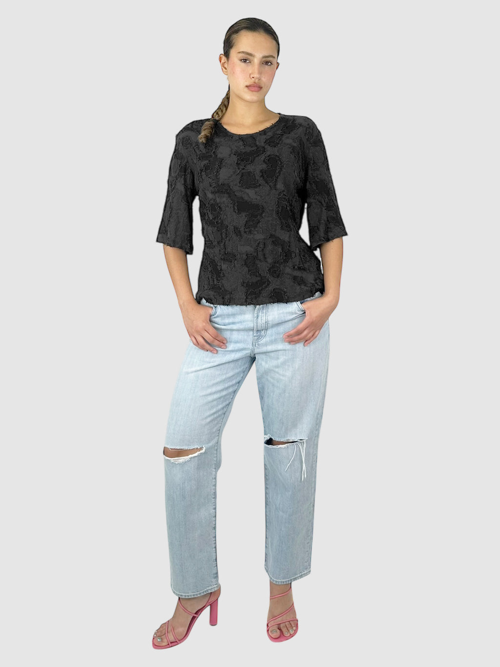 Textured Half-Sleeve Top