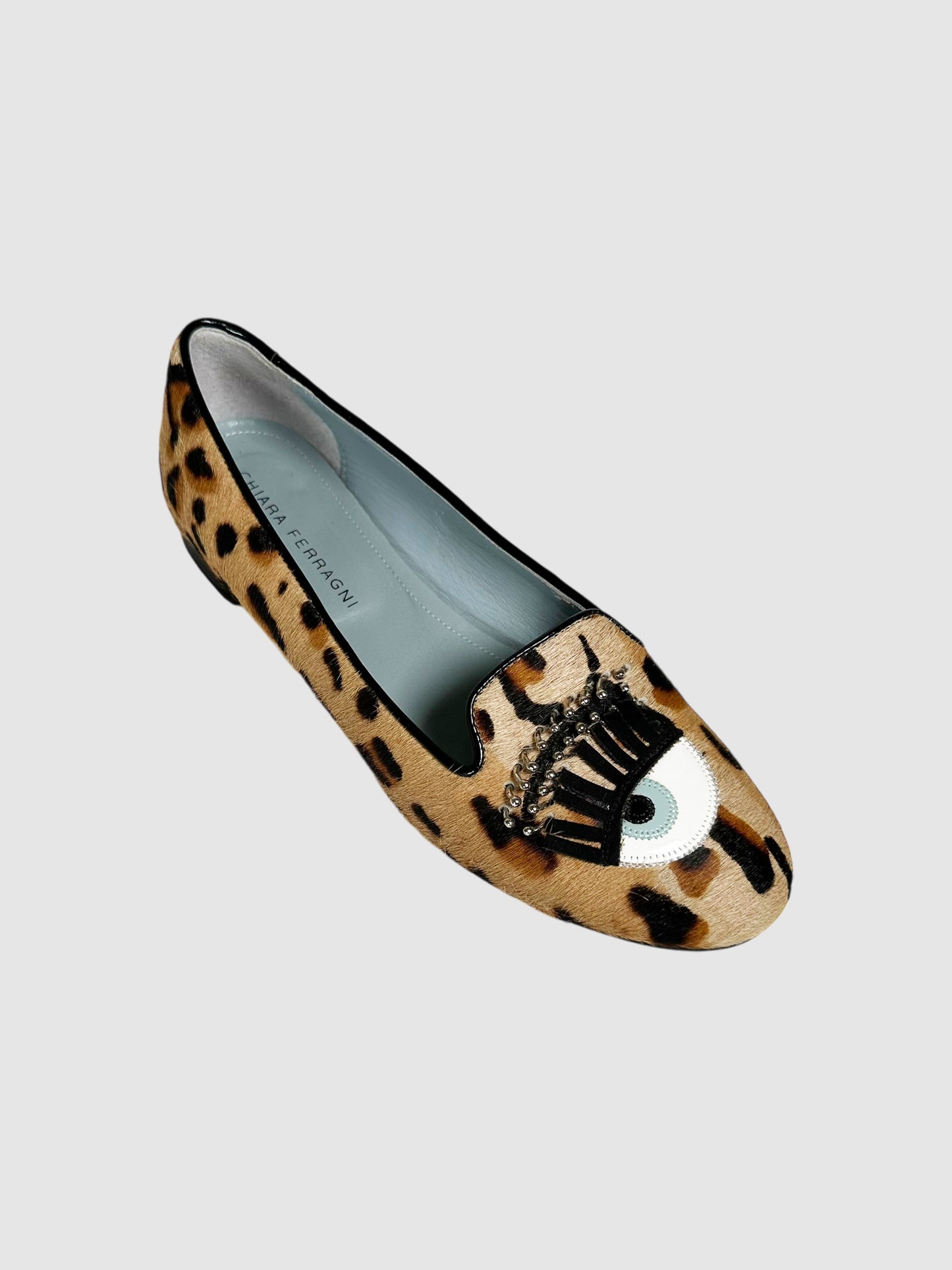 Leopard Print Pierced Flirting Flats - Size 9