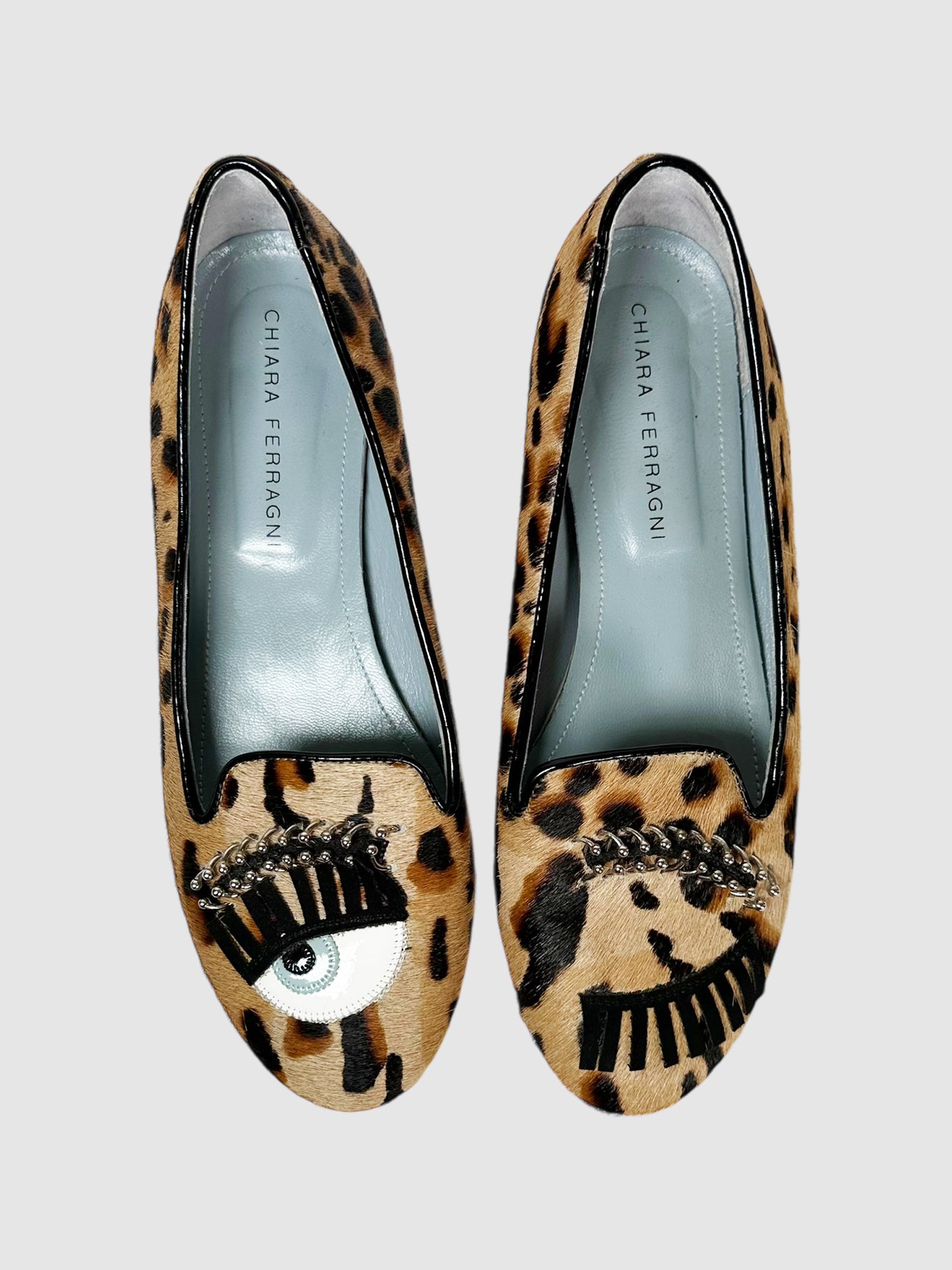 Leopard Print Pierced Flirting Flats - Size 9