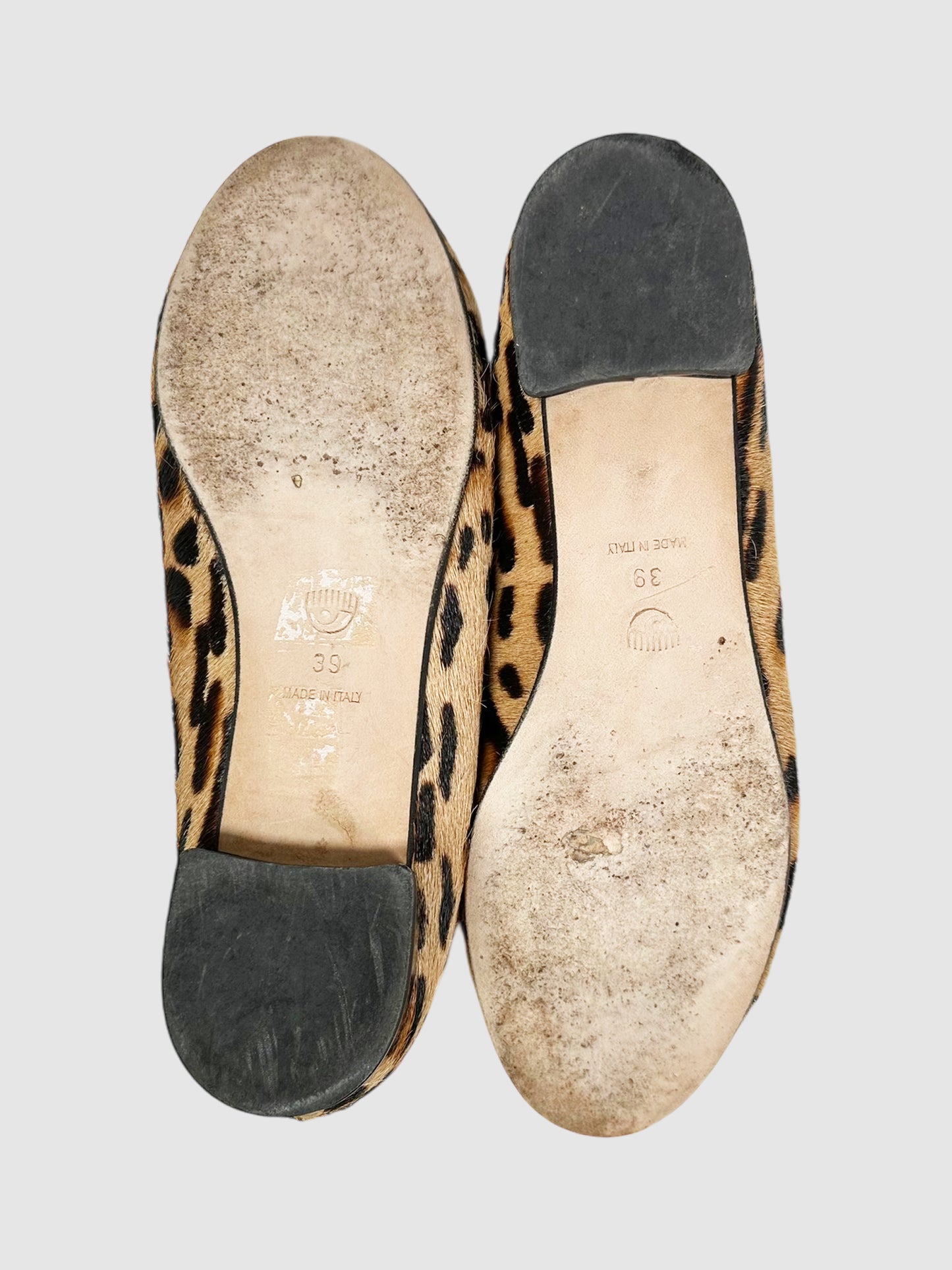 Leopard Print Pierced Flirting Flats - Size 9