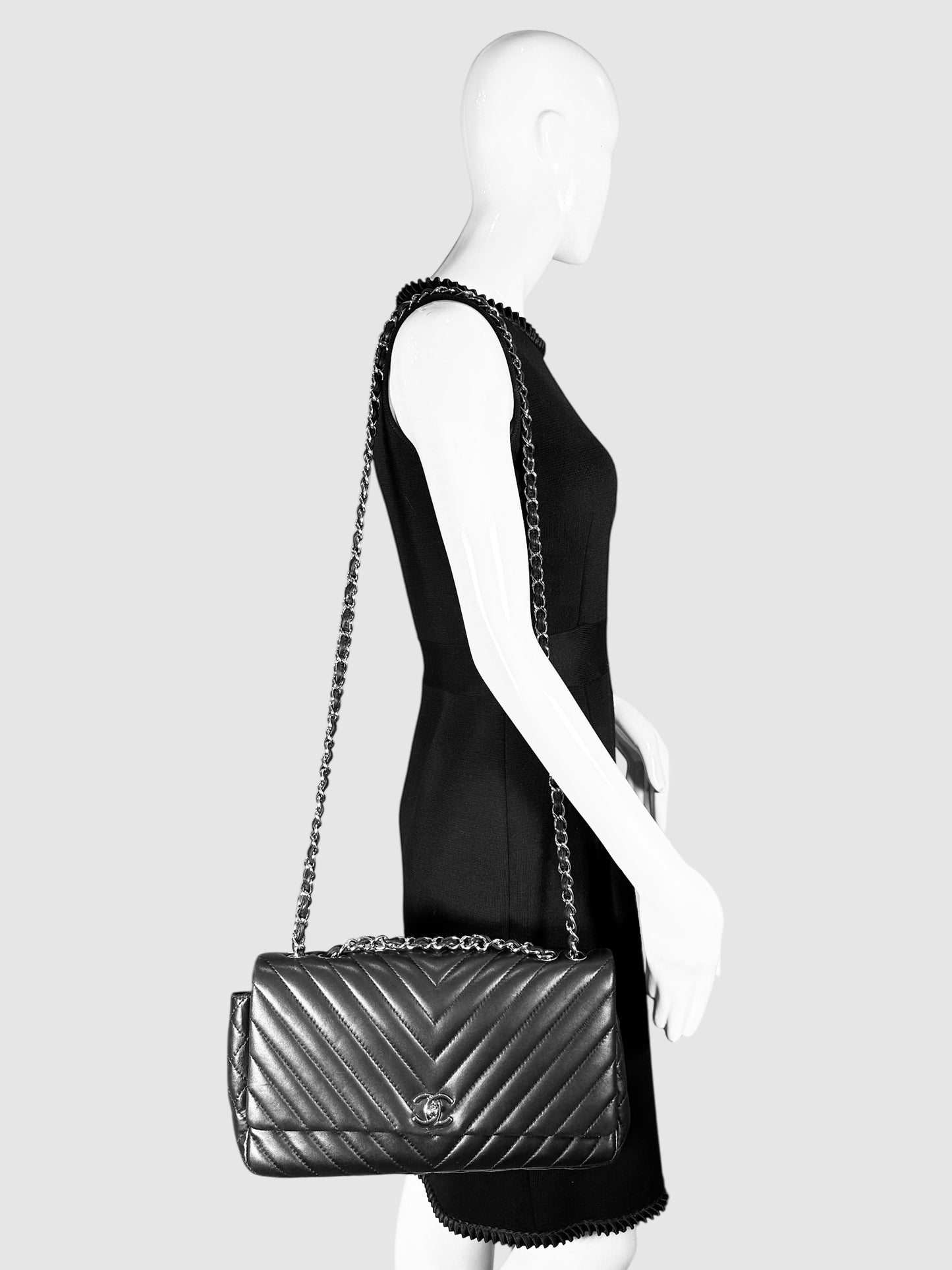 2012-2013 Large Surpique Chevron Flap Bag