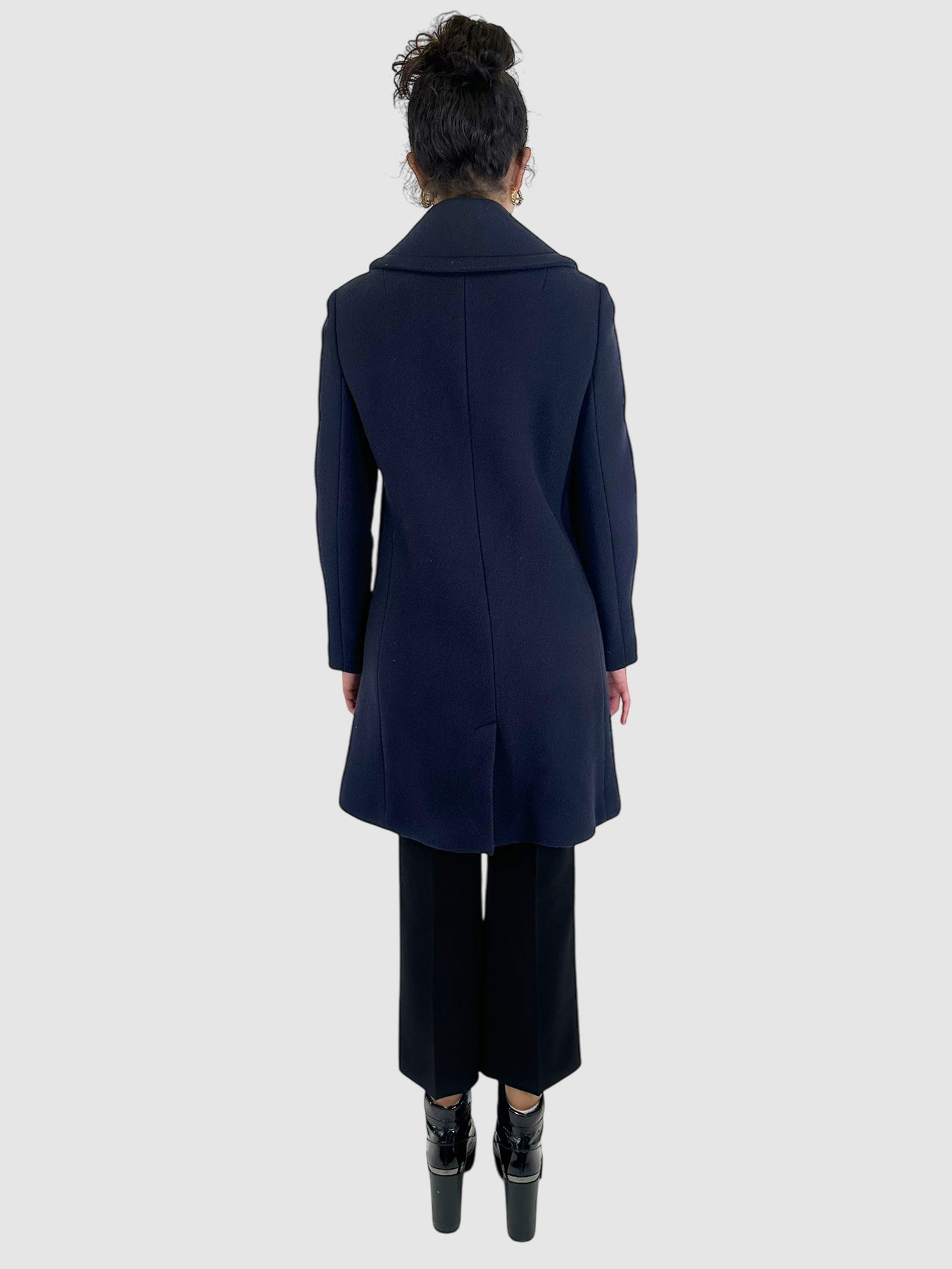 Wool Single-Breasted Collared Coat - Size 40