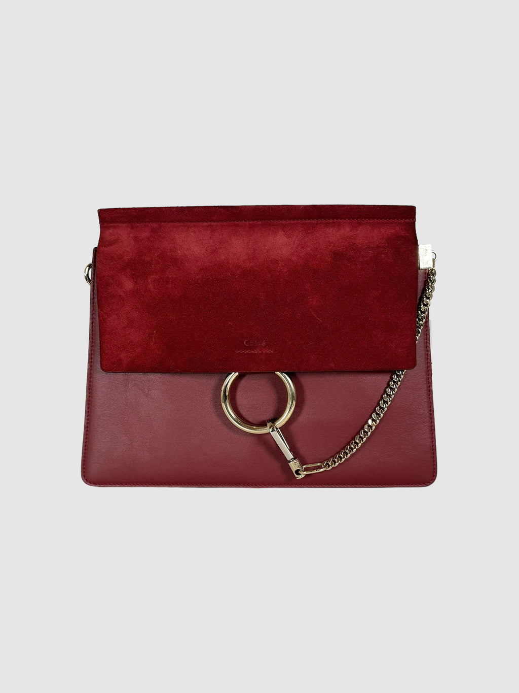 Chloé Calfskin Leather and Suede Faye Bag in Dark Red