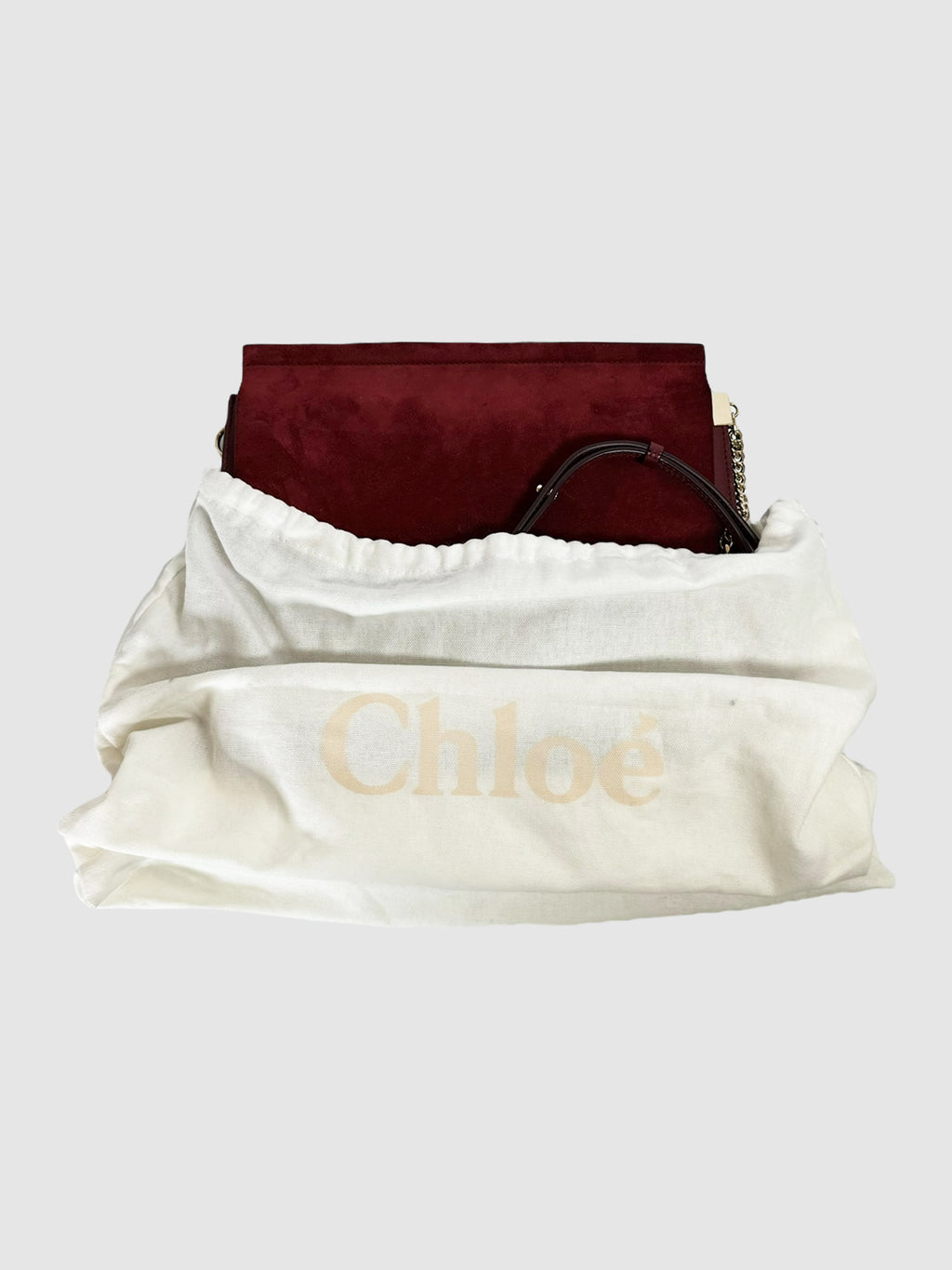 Chloé Calfskin Leather and Suede Faye Bag in Dark Red