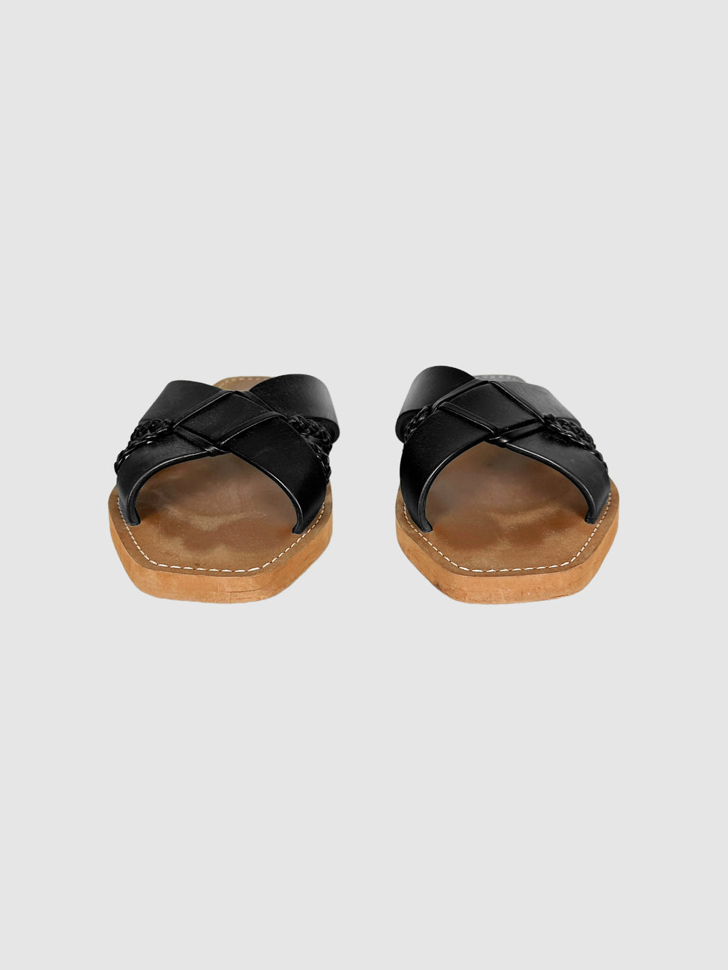 Calfskin Braided Slides - Size 38