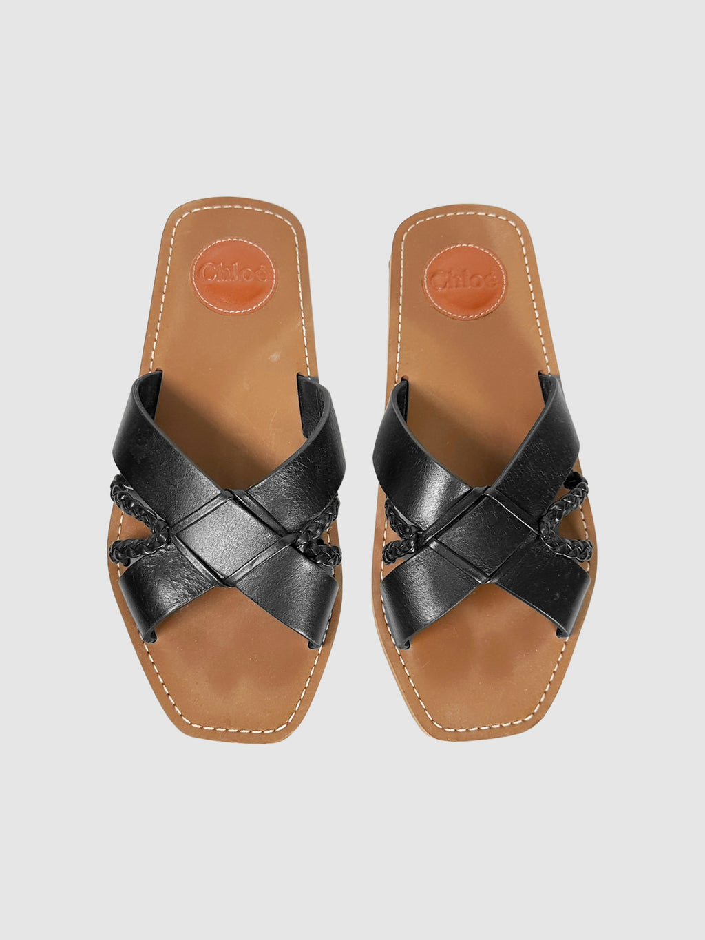 Calfskin Braided Slides - Size 38