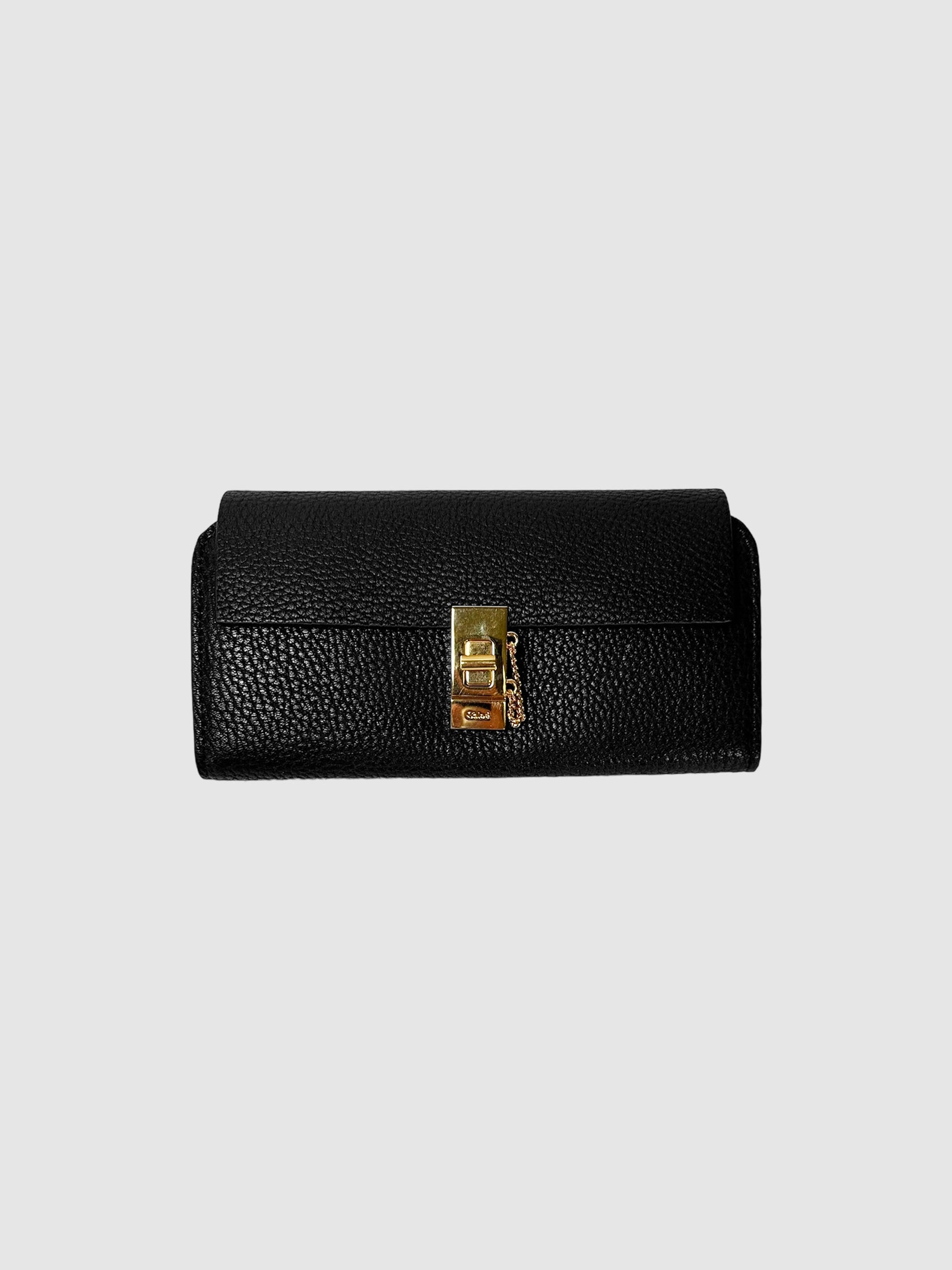 Chloé Black Leather Drew Zip-Around Wallet Consignment Secondhand Designer Luxury Resale Toronto Trendy