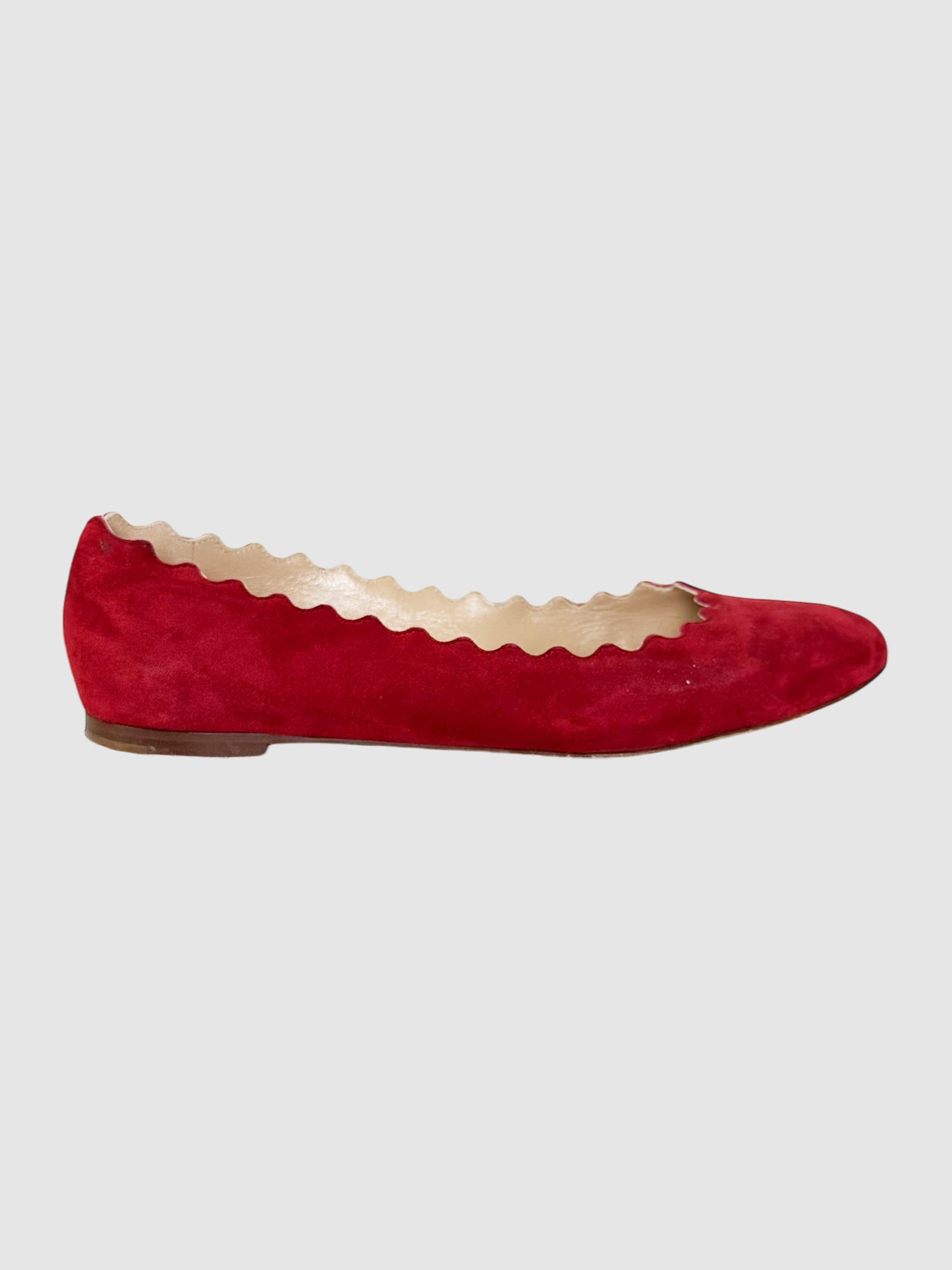 Suede Scalloped Lauren Flats - Size 38.5