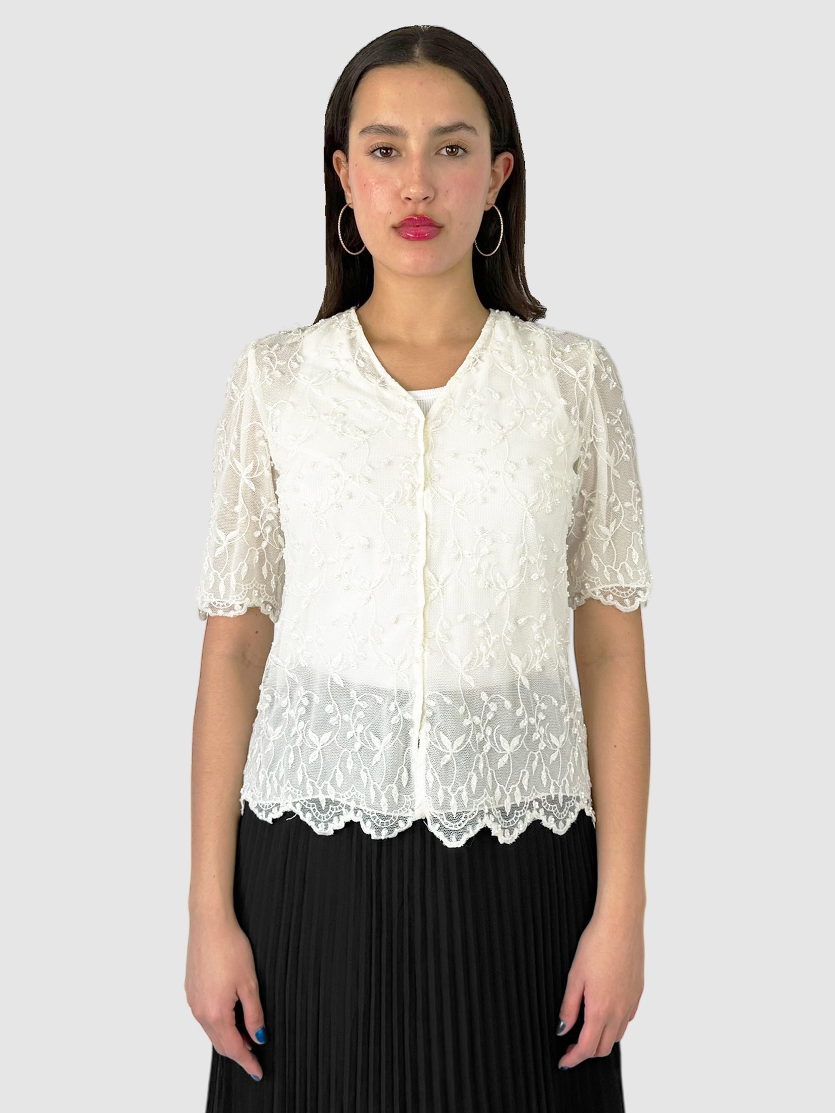 Beaded Embroidered Floral Top