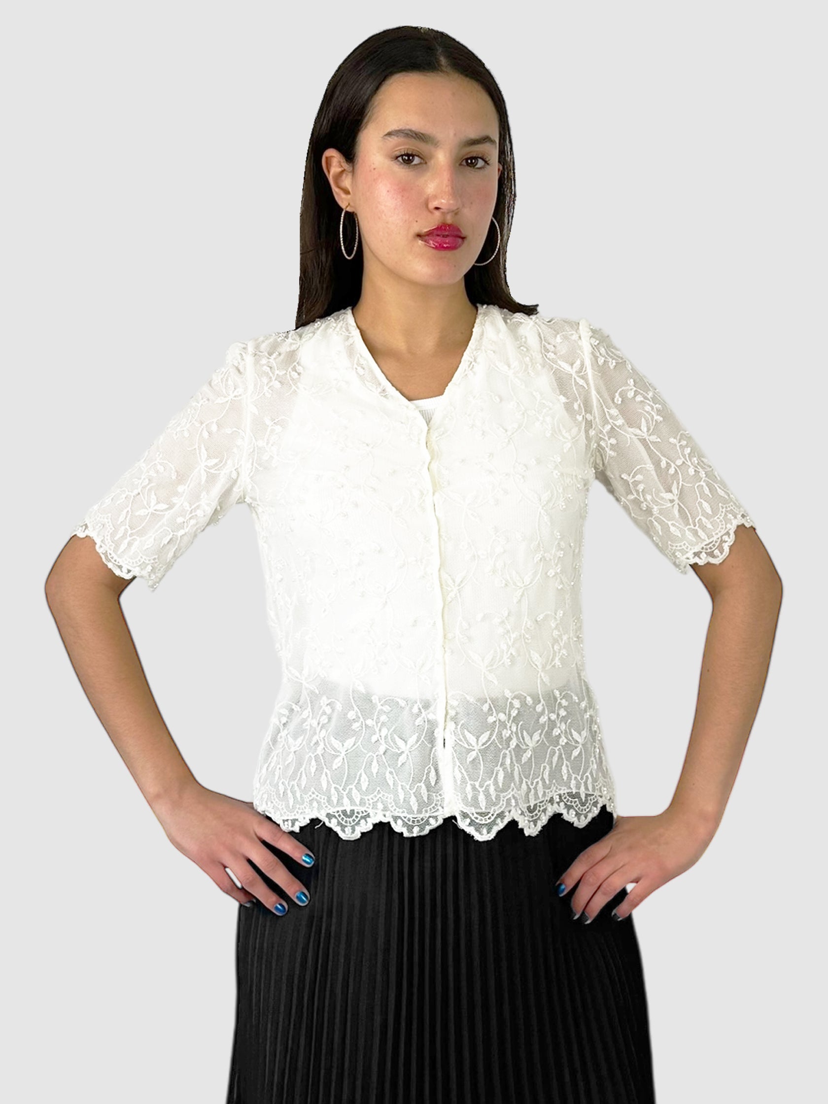 Beaded Embroidered Floral Top