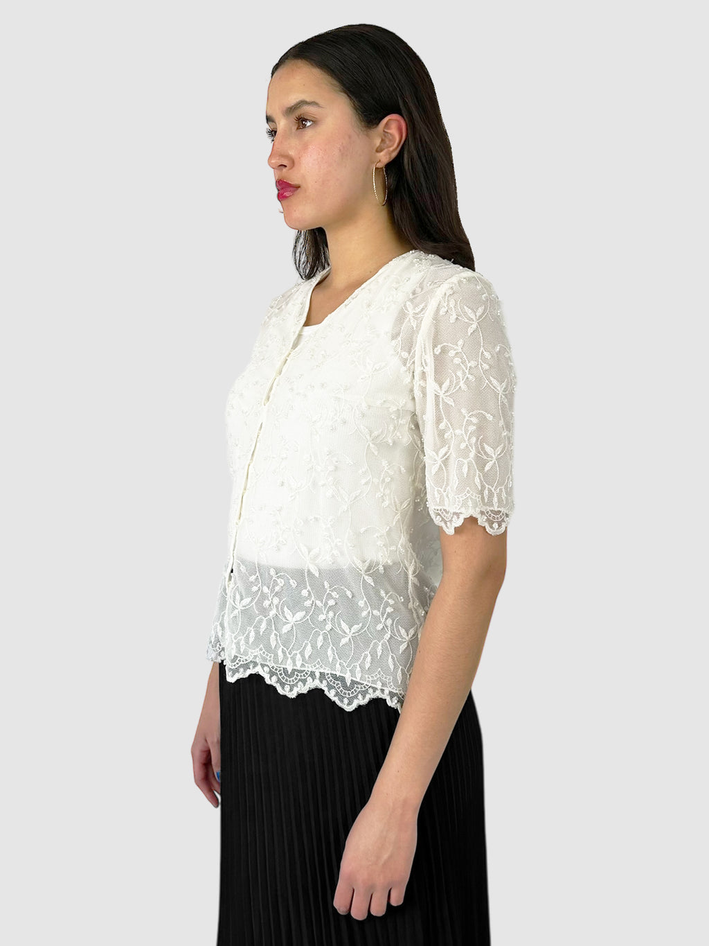 Beaded Embroidered Floral Top