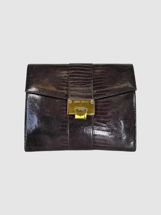 Crocodile-Embossed Envelope Bag