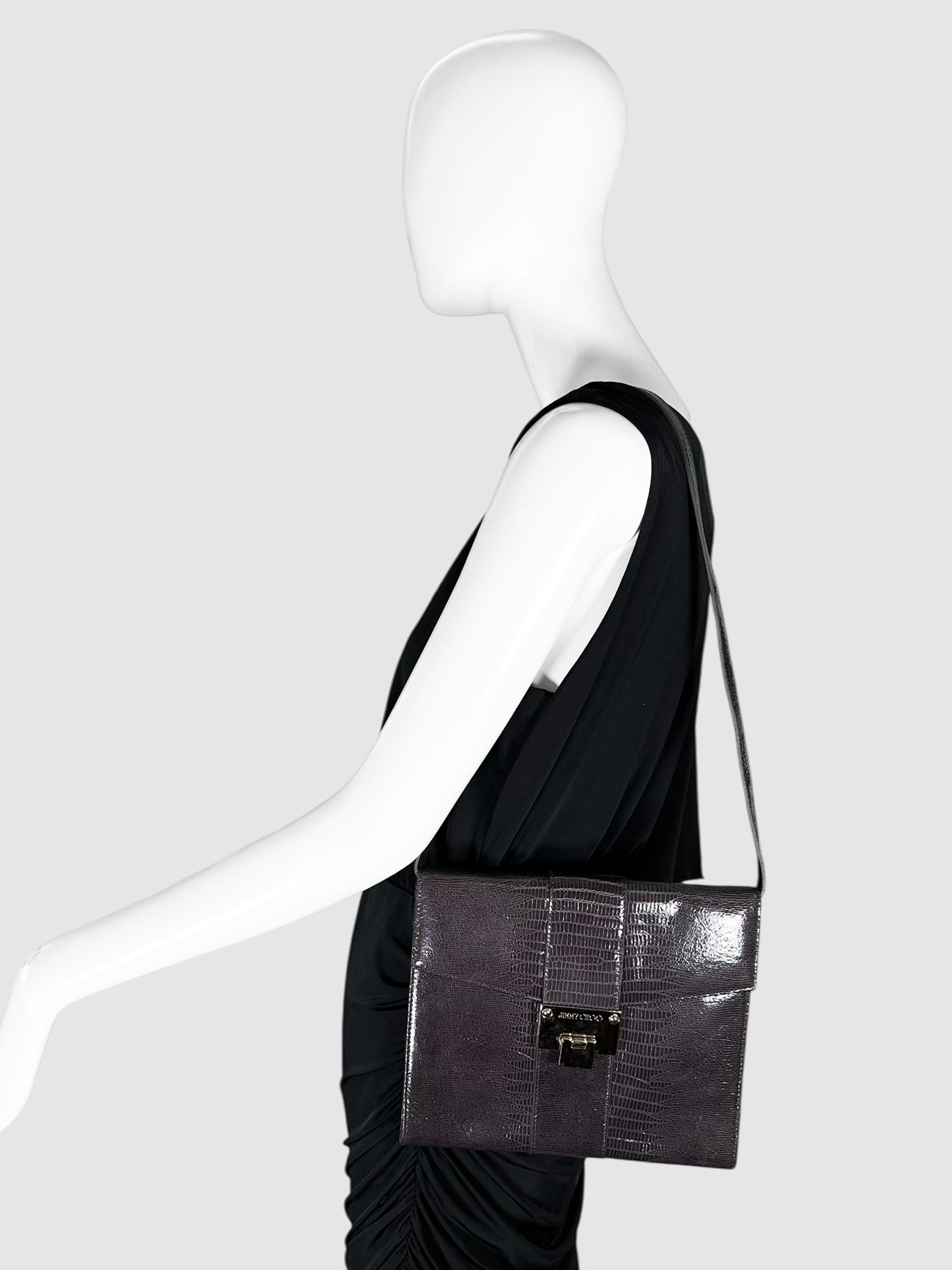 Crocodile-Embossed Envelope Bag