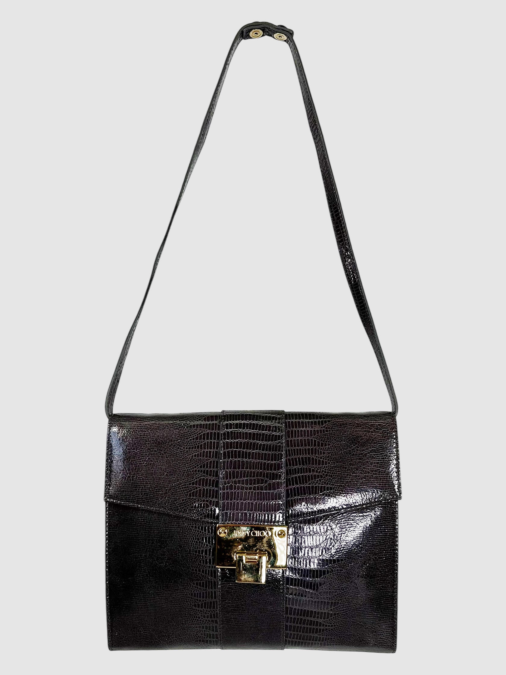 Crocodile-Embossed Envelope Bag