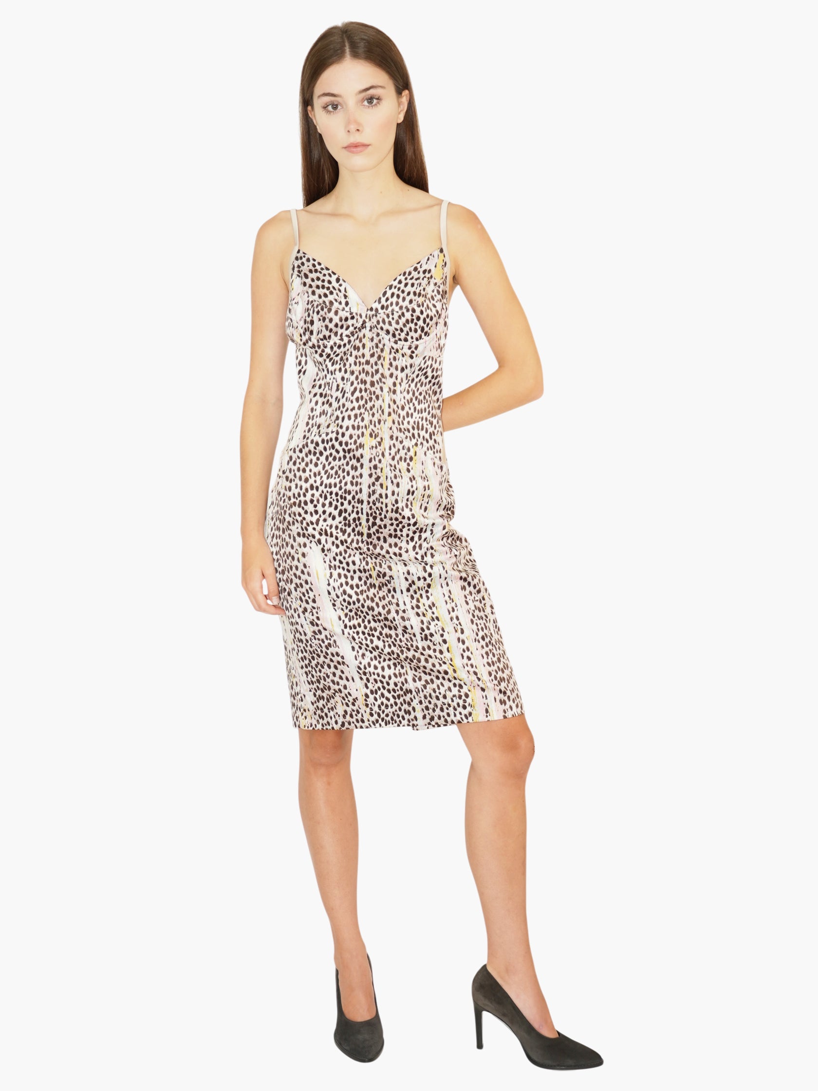 Satin Animal-Print Dress