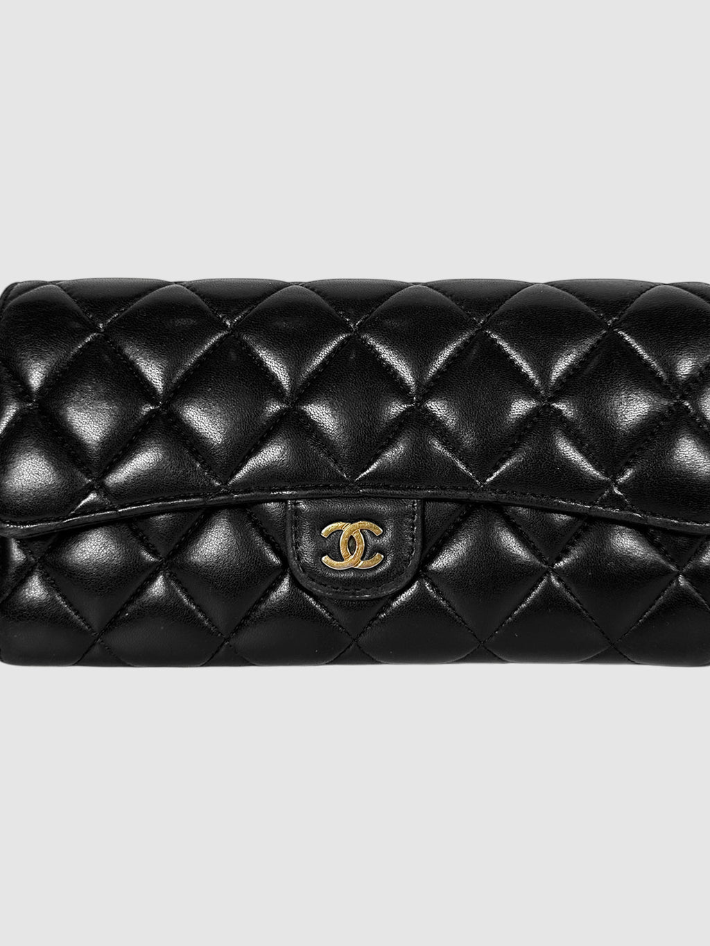 Chanel Black Quilted Lambskin Classic Flap Long Wallet Luxury Designer Resale Consignment Toronto Secondhand