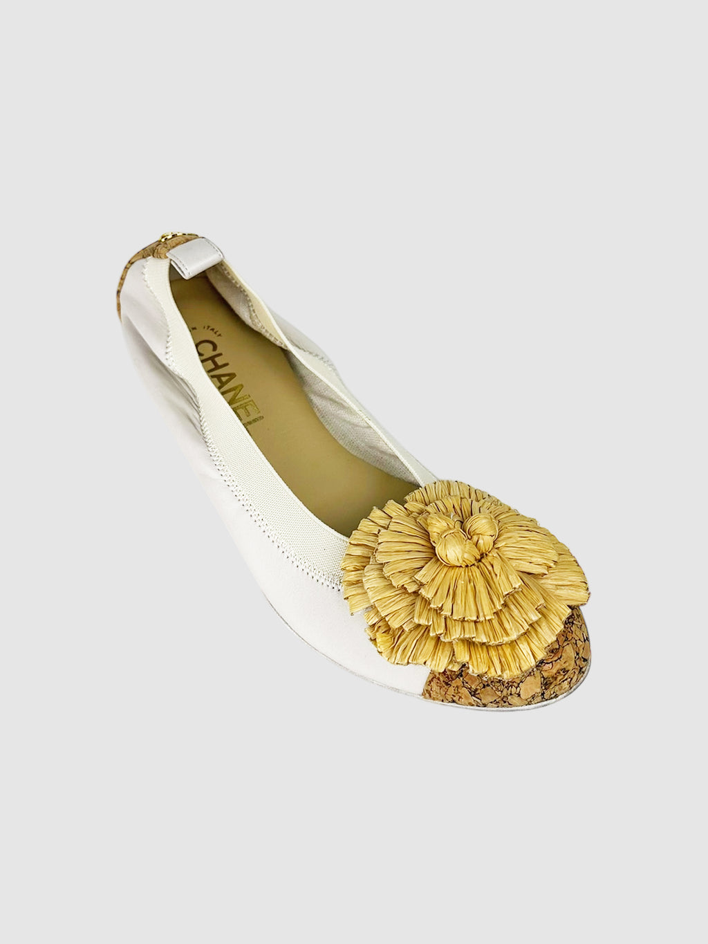 Raffia Camellia Flats