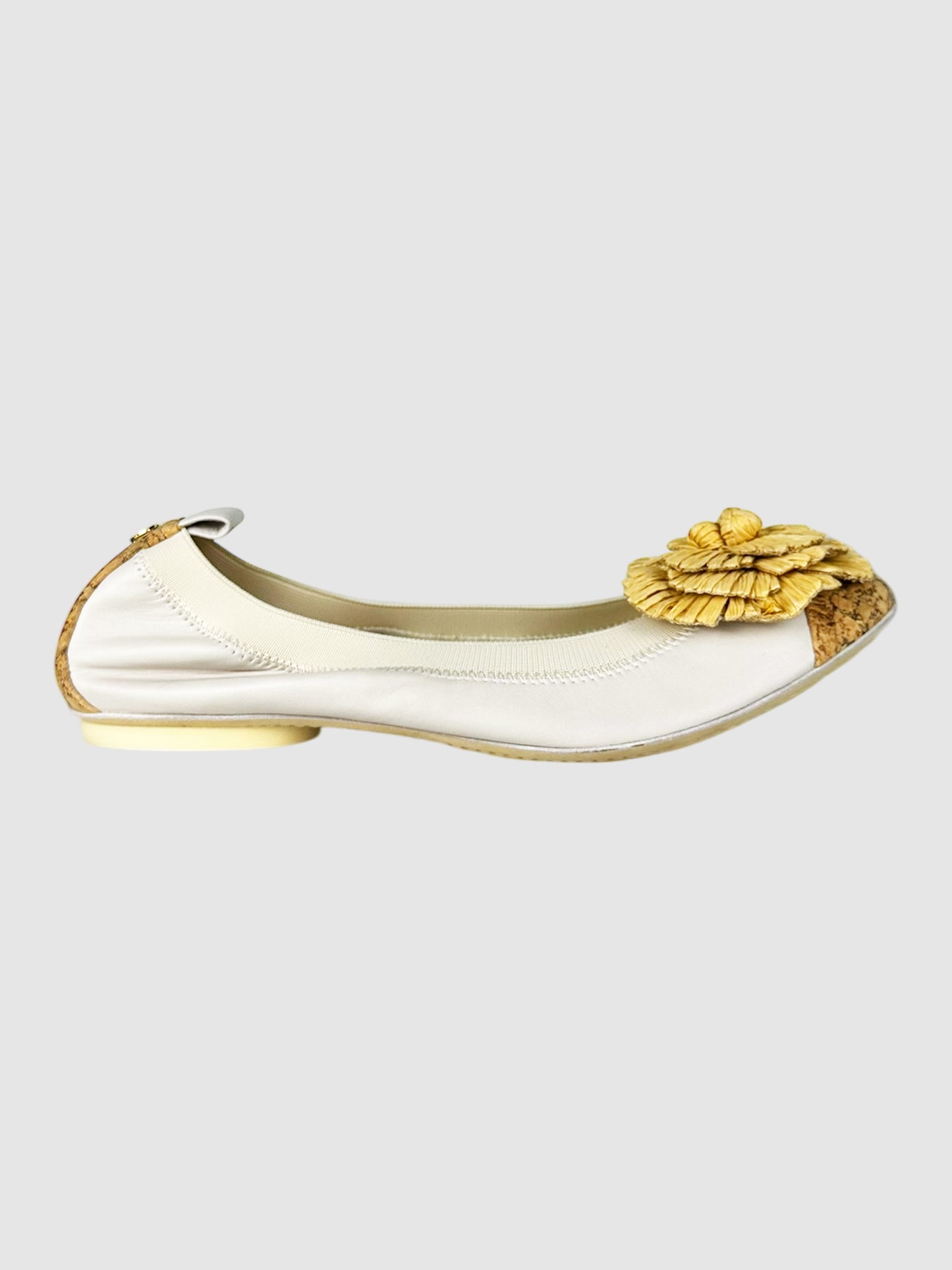 Raffia Camellia Flats