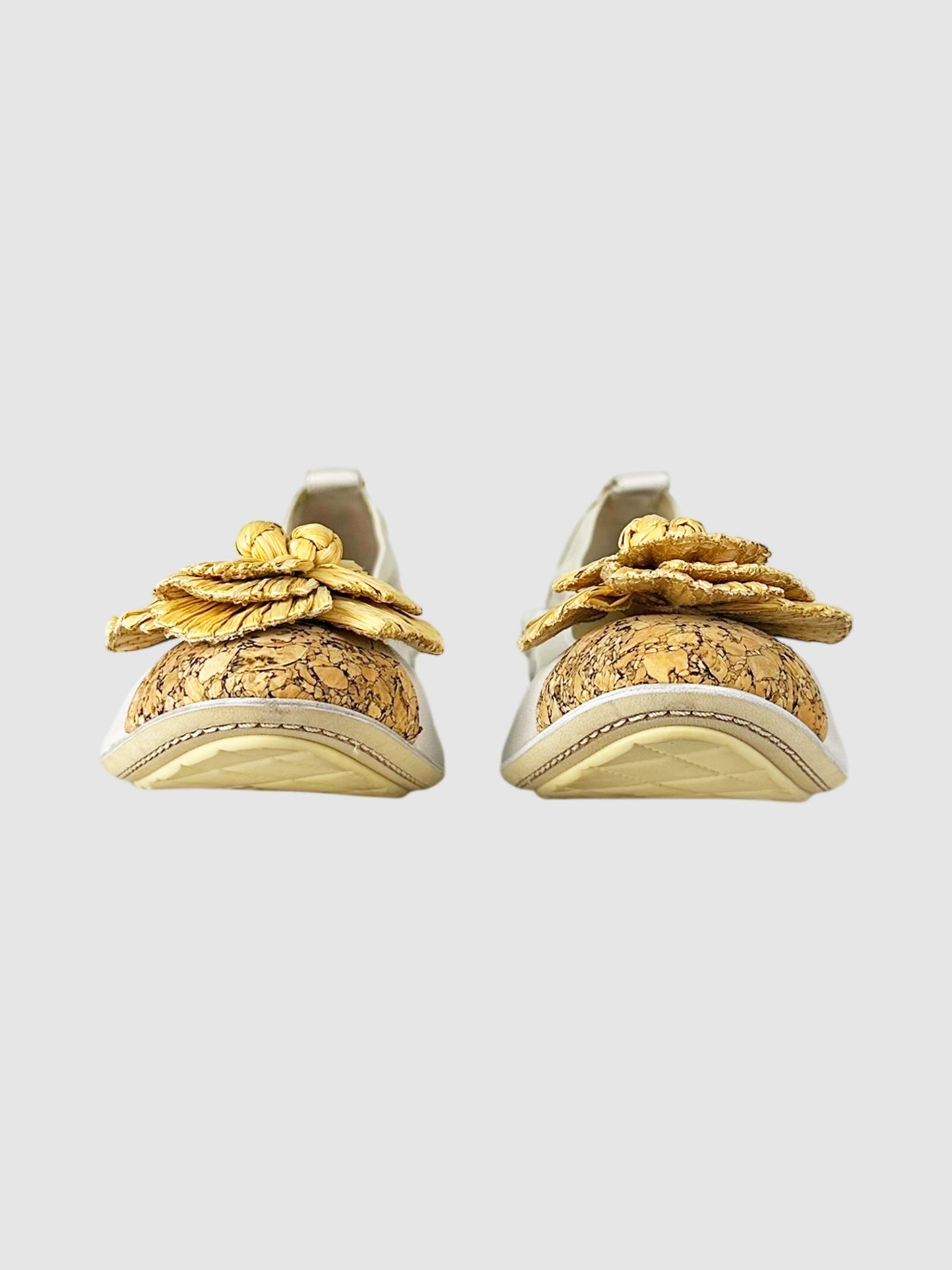 Raffia Camellia Flats