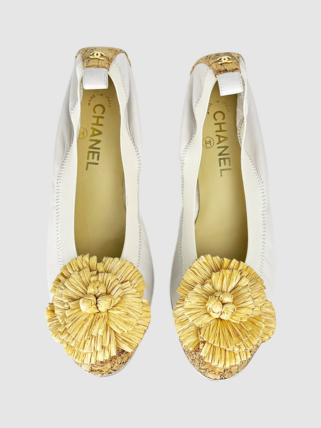 Raffia Camellia Flats