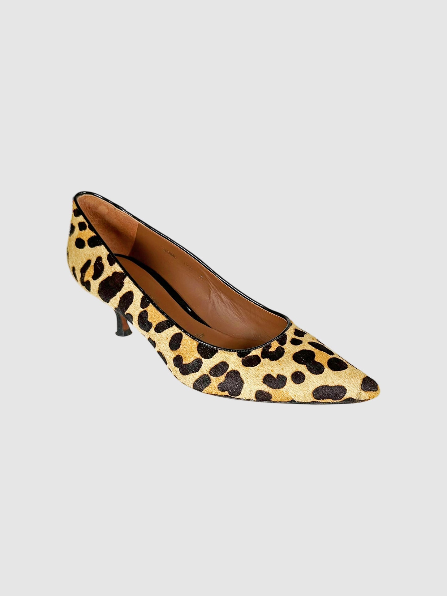 Calf Hair Leopard Print Kitten Heels - Size 9.5