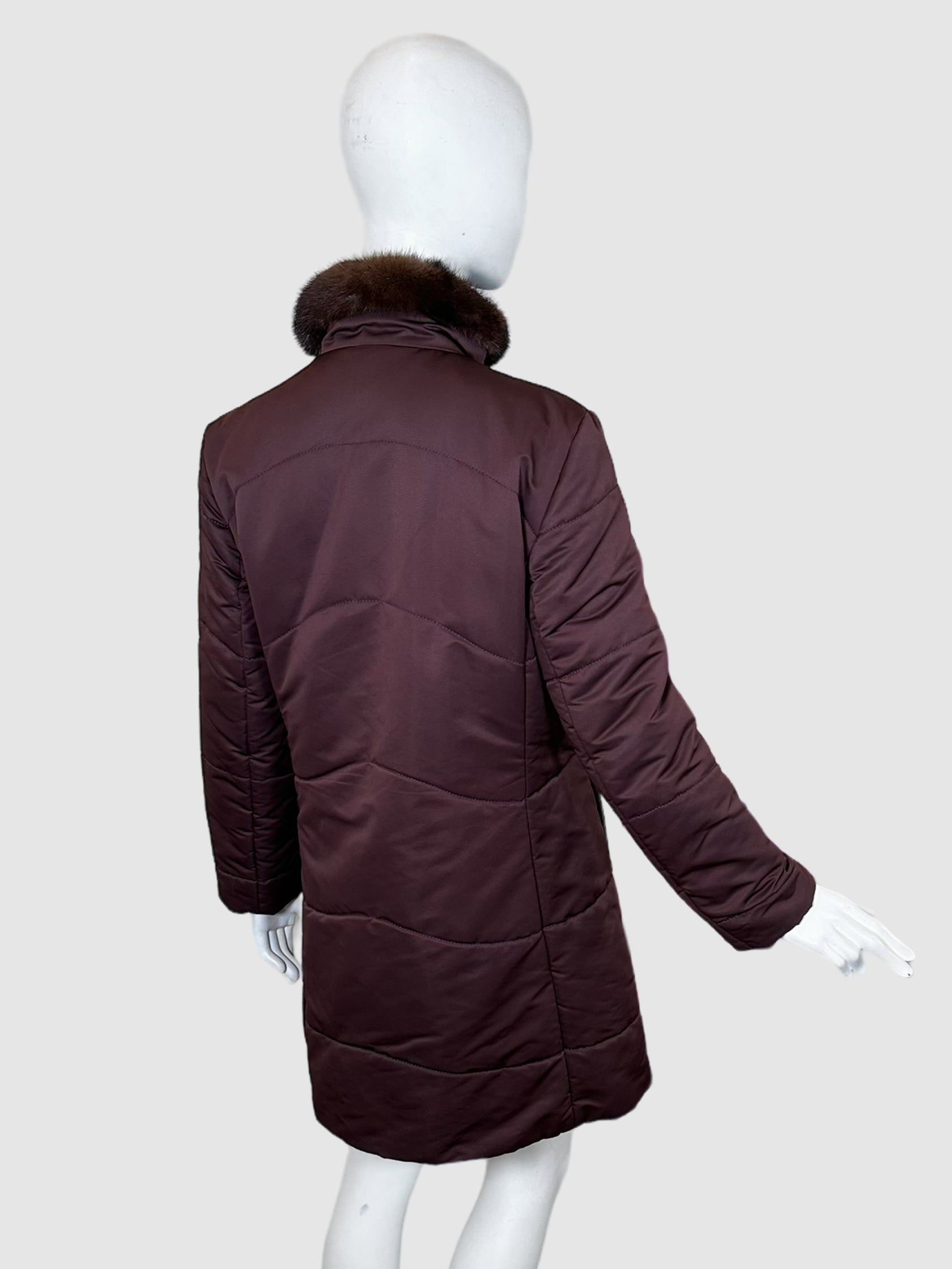 Loro Piana Quilted Coat with Mink Trim - Size 46