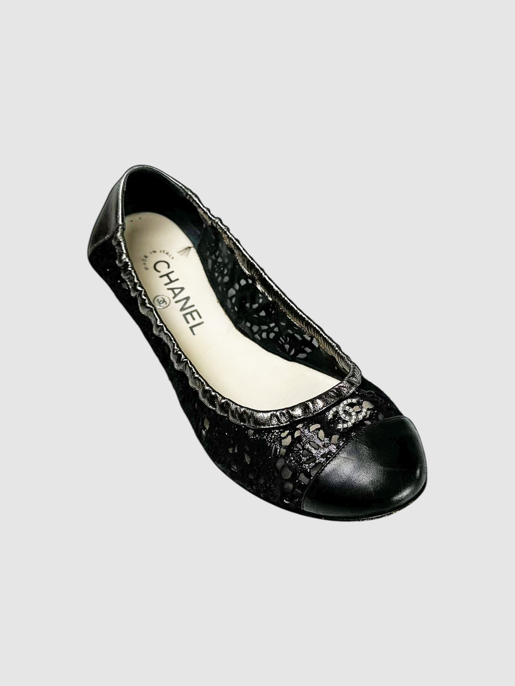 Lace CC Cap Toe Flats - Size 38