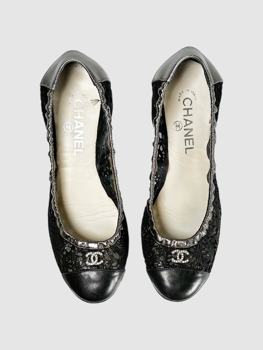 Lace CC Cap Toe Flats - Size 38