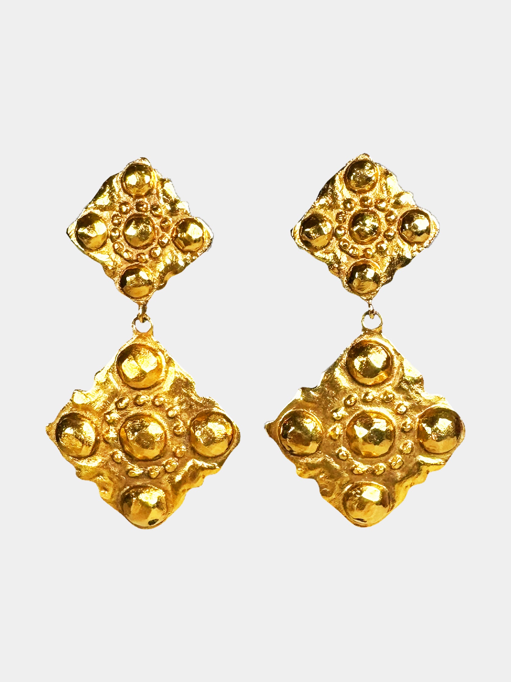 1984 Rhombus Dangle Clip-On Earrings