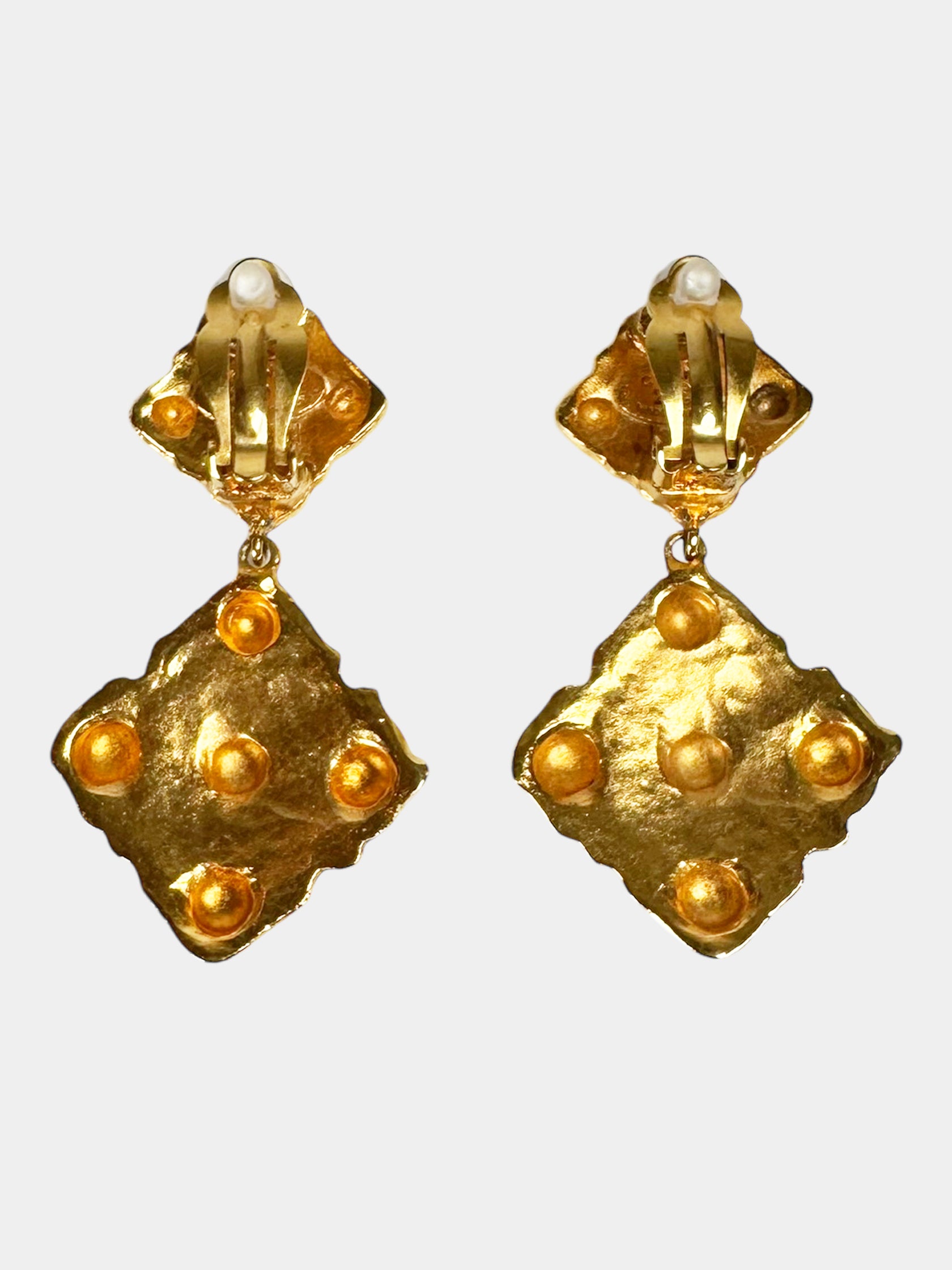 1984 Rhombus Dangle Clip-On Earrings