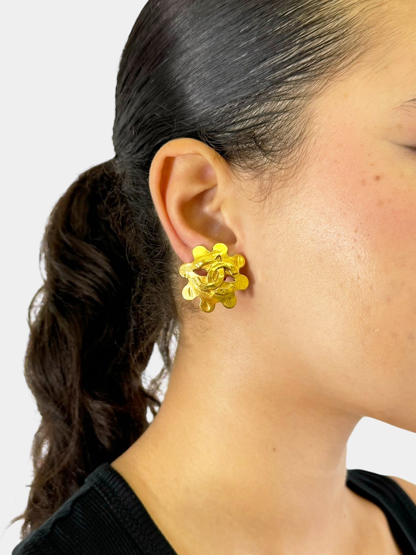 1994 CC Flower Clip-On Earrings