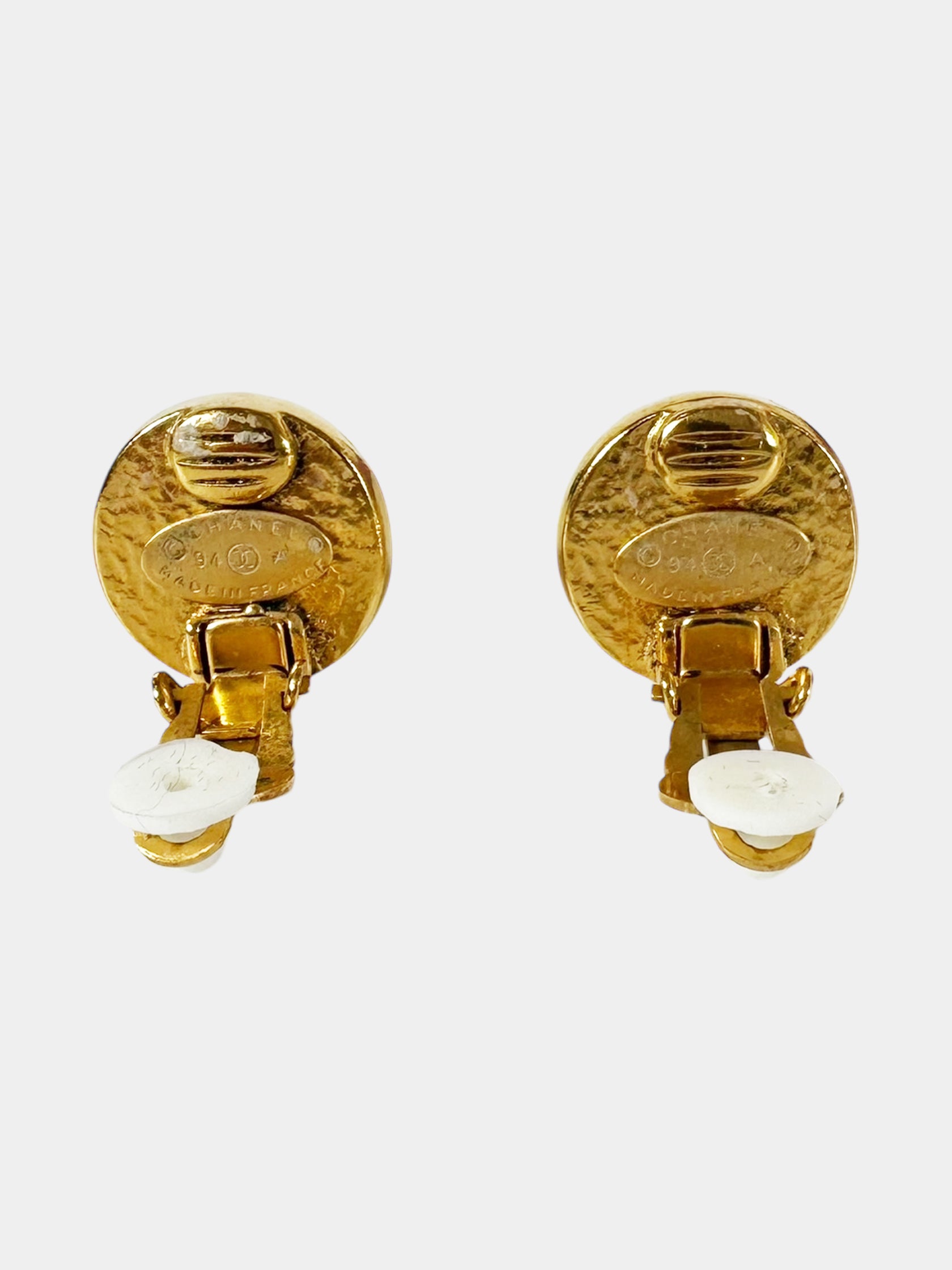 1994 CC Faux Pearl Clip-On Earrings