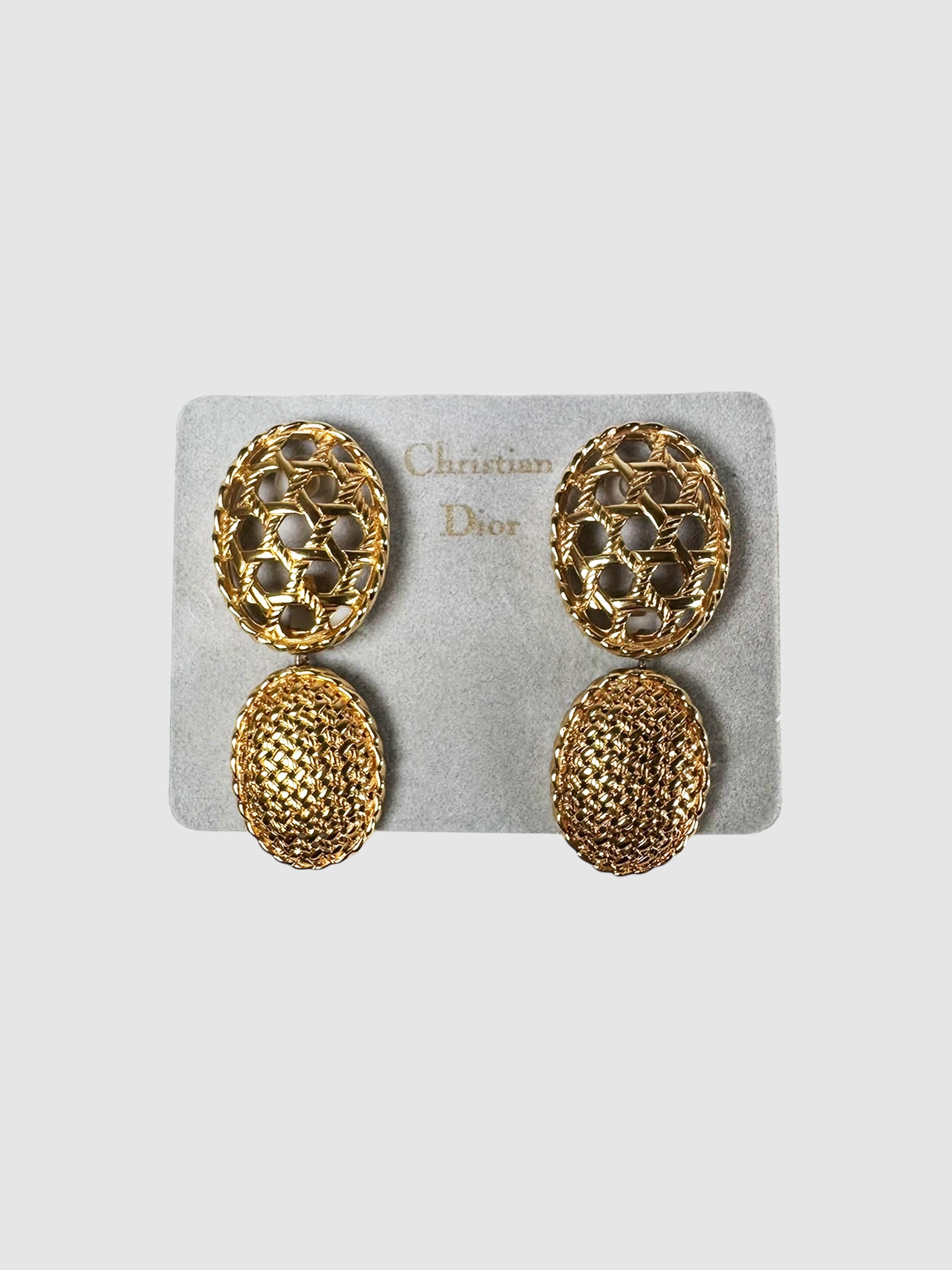 Cannage Drop Clip-On Earrings