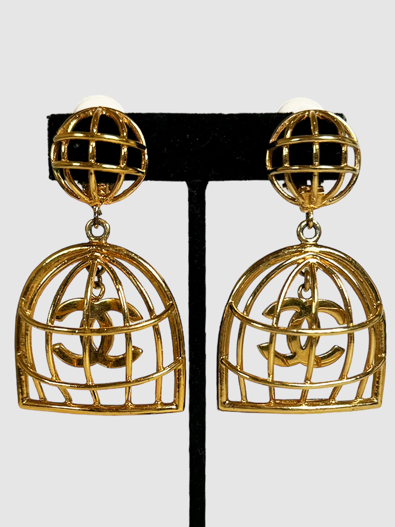 1993 Bird Cage Clip-On Earrings