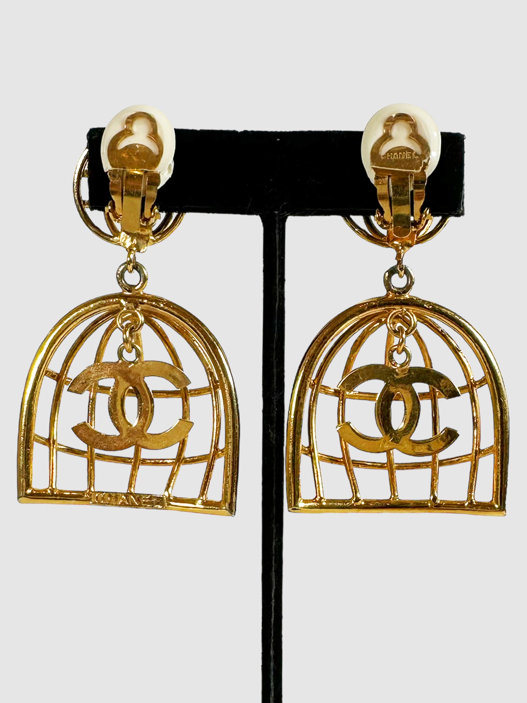 1993 Bird Cage Clip-On Earrings